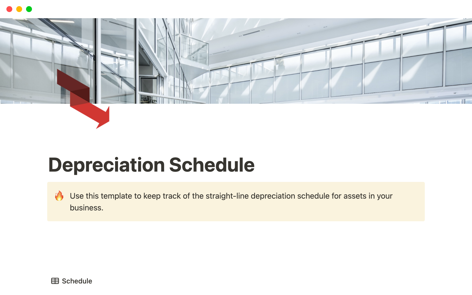 Depreciation Schedule Template | Notion Template