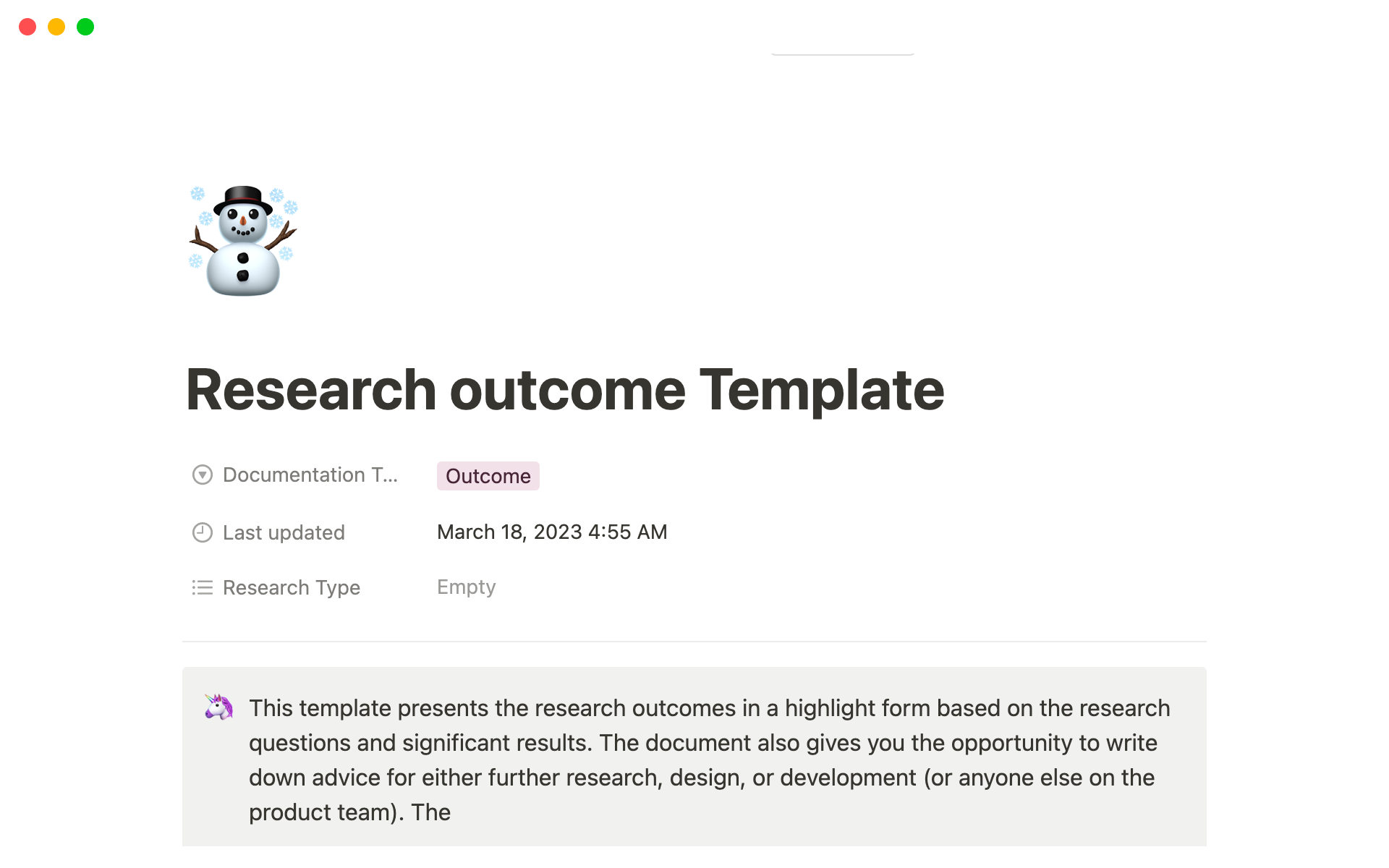 Research Template Notion Template