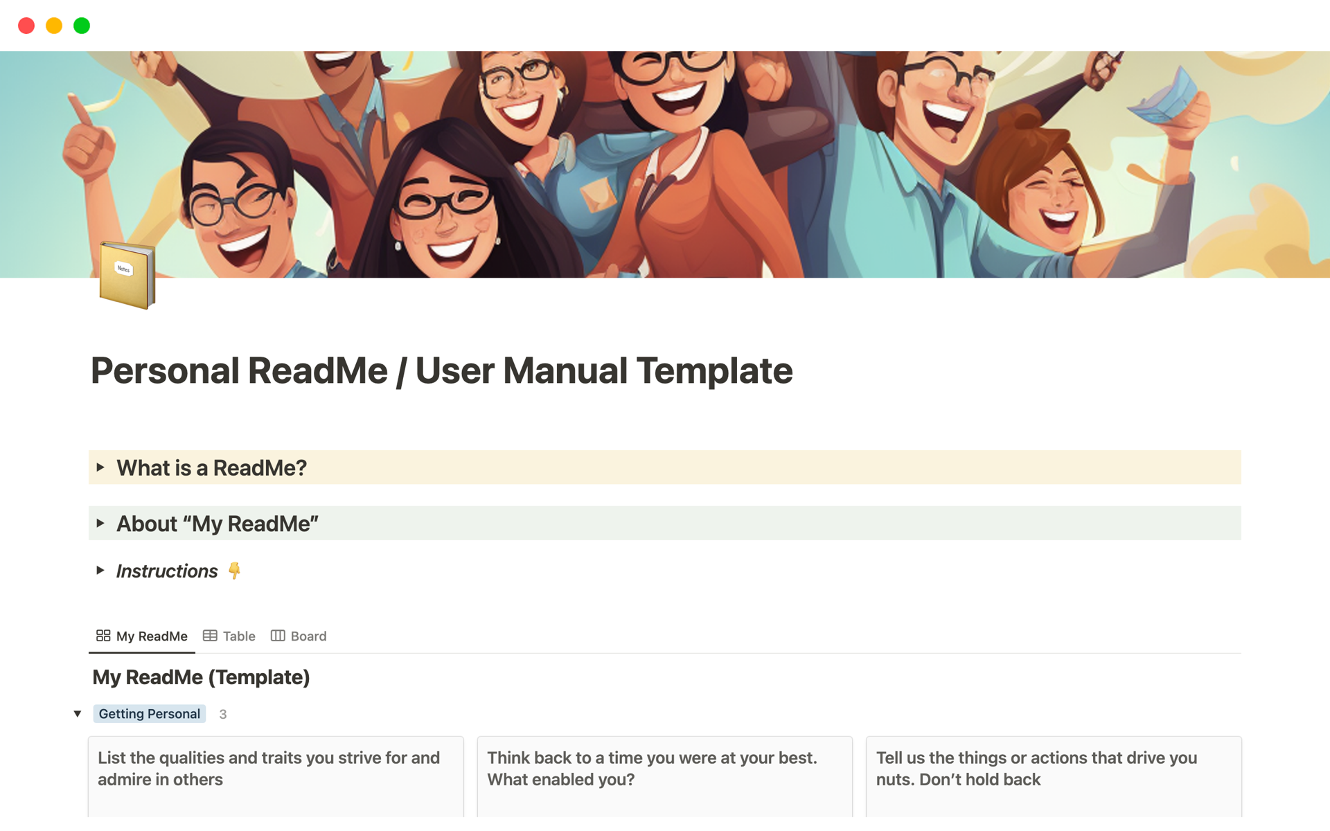 Personal ReadMe / User Manual | Notion Template