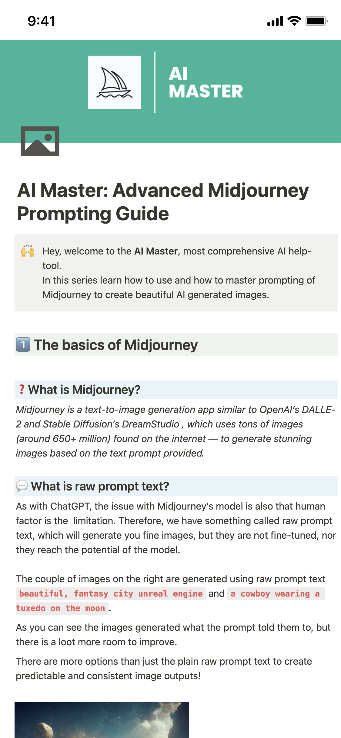 テンプレートギャラリーNotion ノーション AI Master Advanced Midjourney Prompting Guide