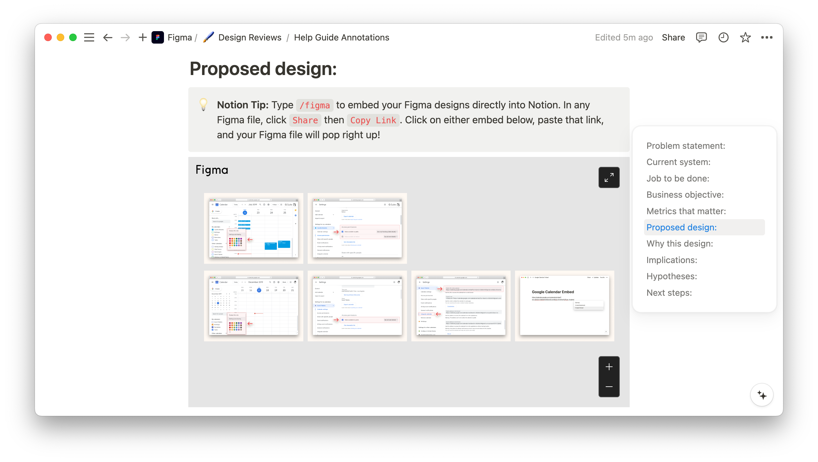 Notion’s integration with Figma allows you to preview and share Figma and FigJam files directly in Notion pages and databases, making it easier to collaborate and share the most updated designs across your team.