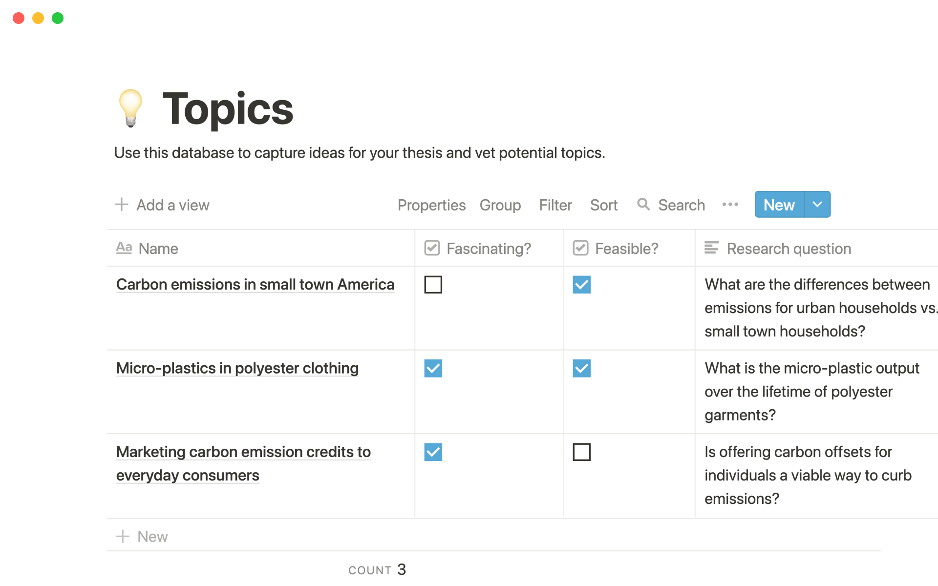 thesis planning notion template