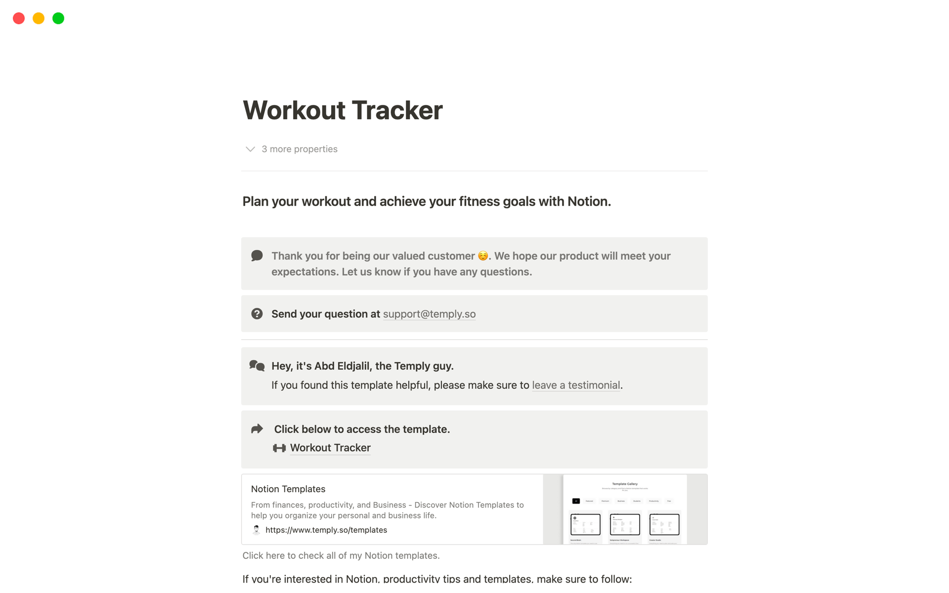 Workout Tracker | Notion Template