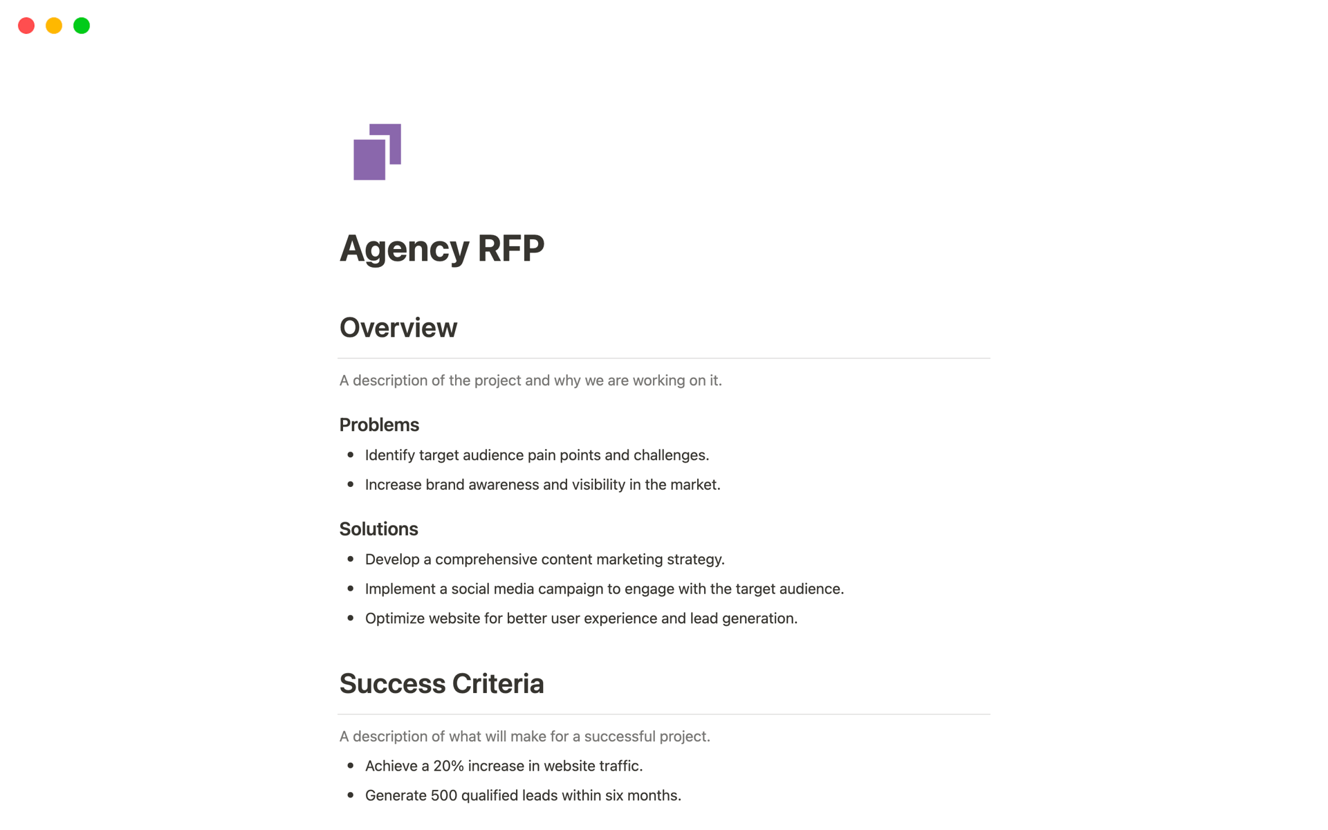 Agency RFP Notion Template