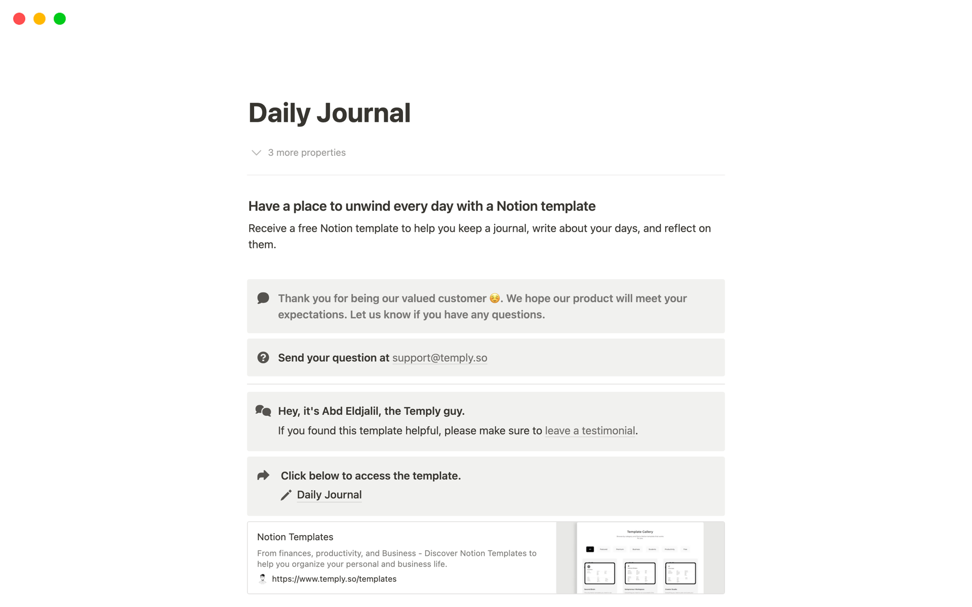 Daily Journal Notion Template