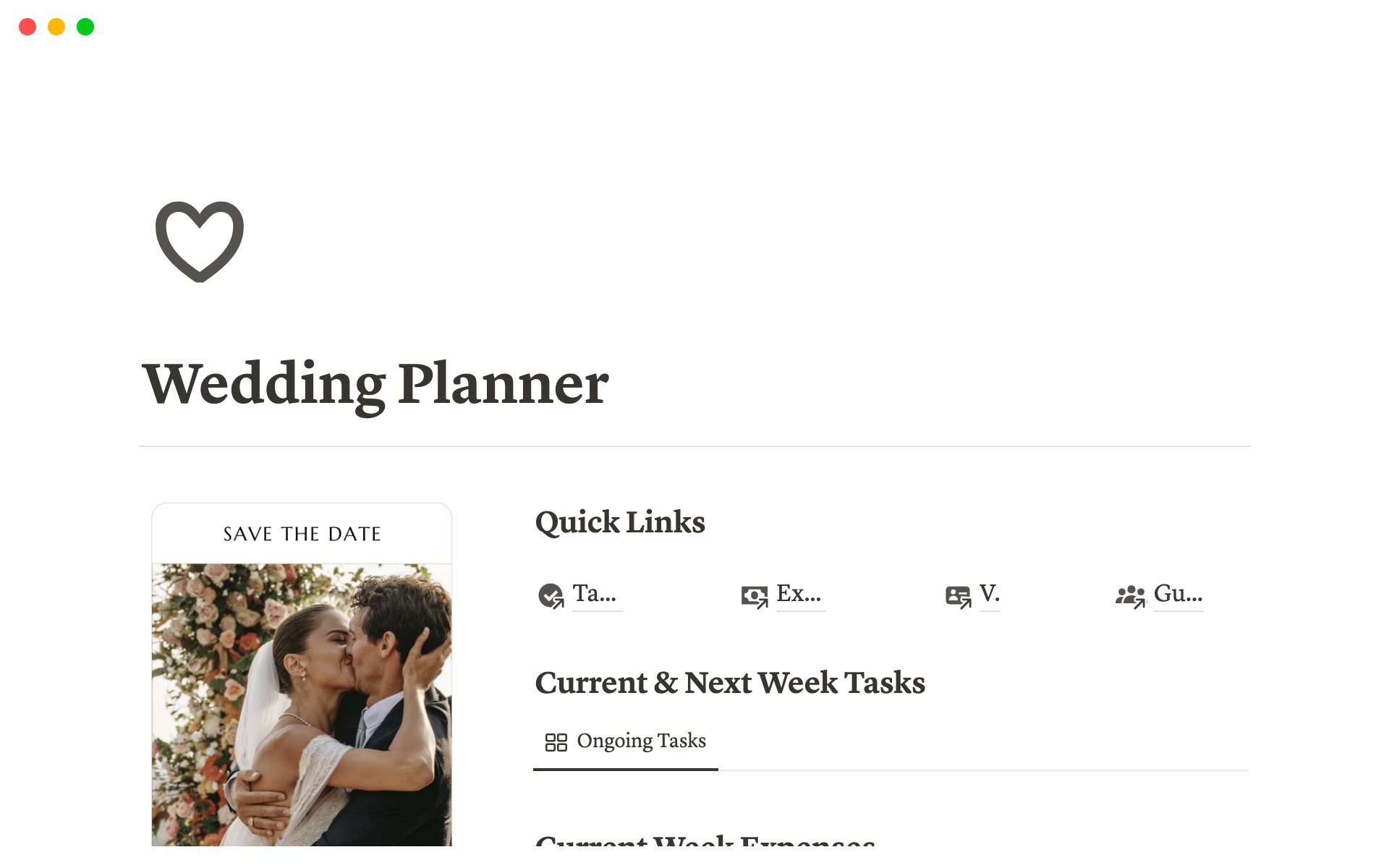 Notion Wedding Planner Notion Template