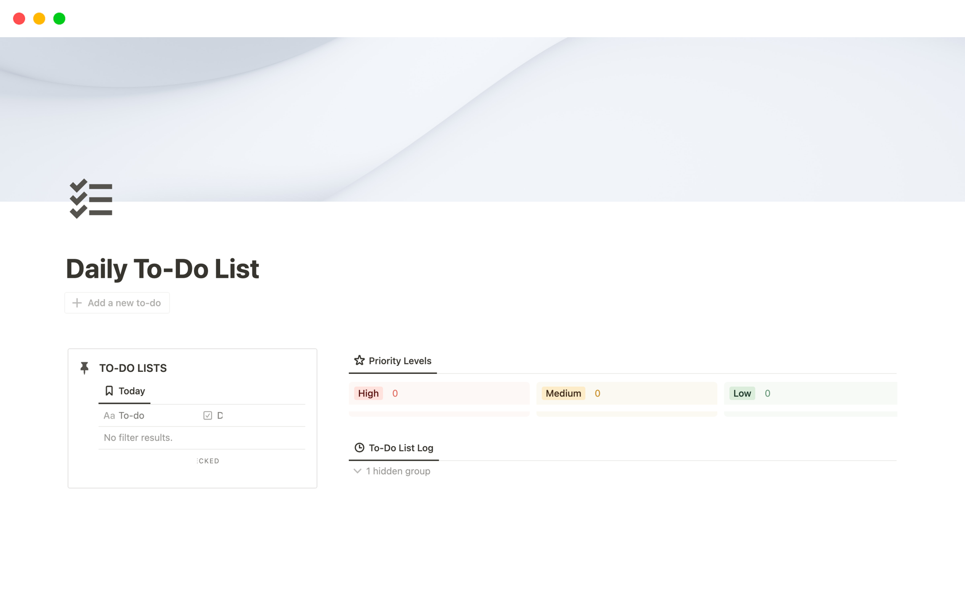 Daily ToDo List Notion Template