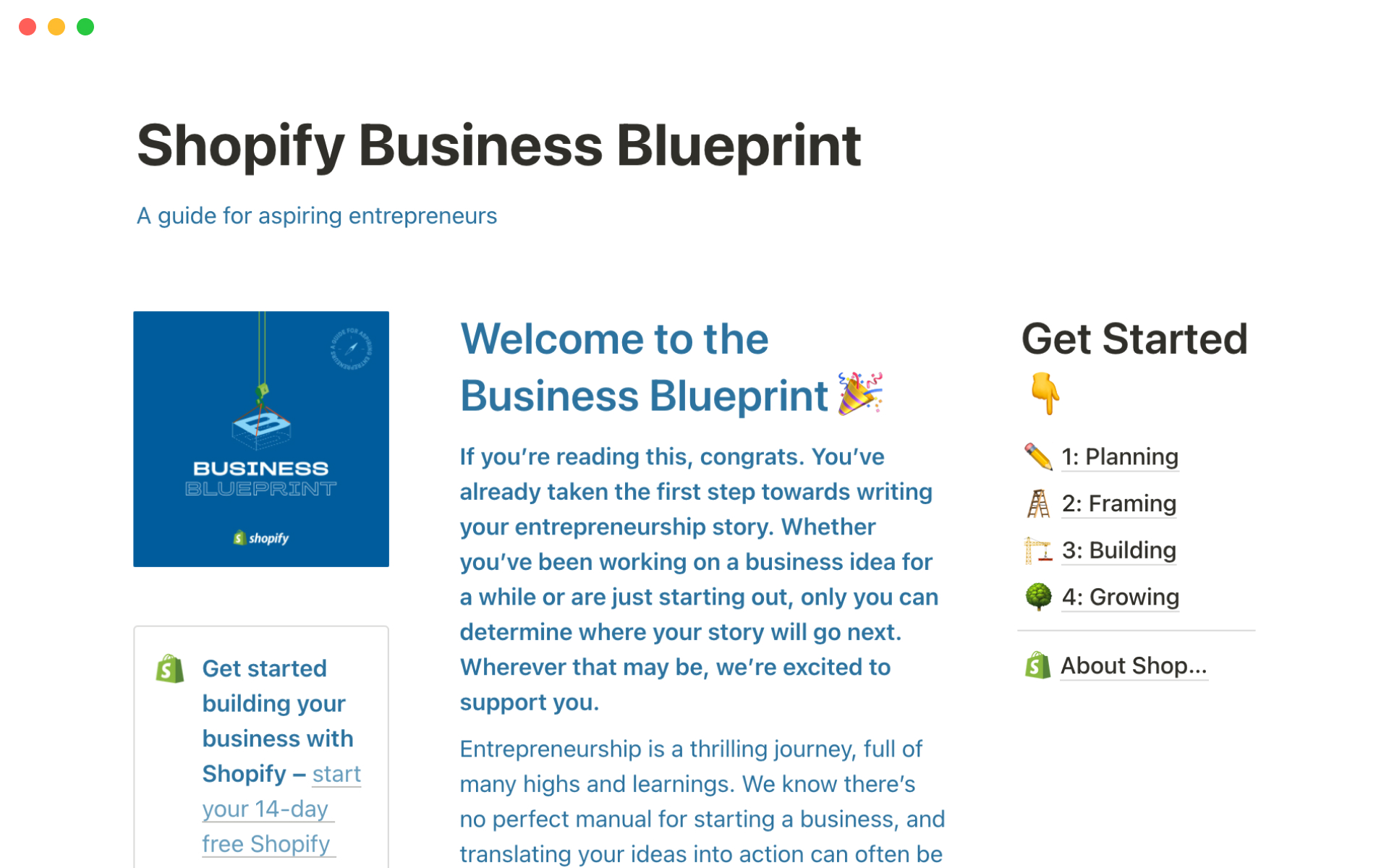 business plan template shopify