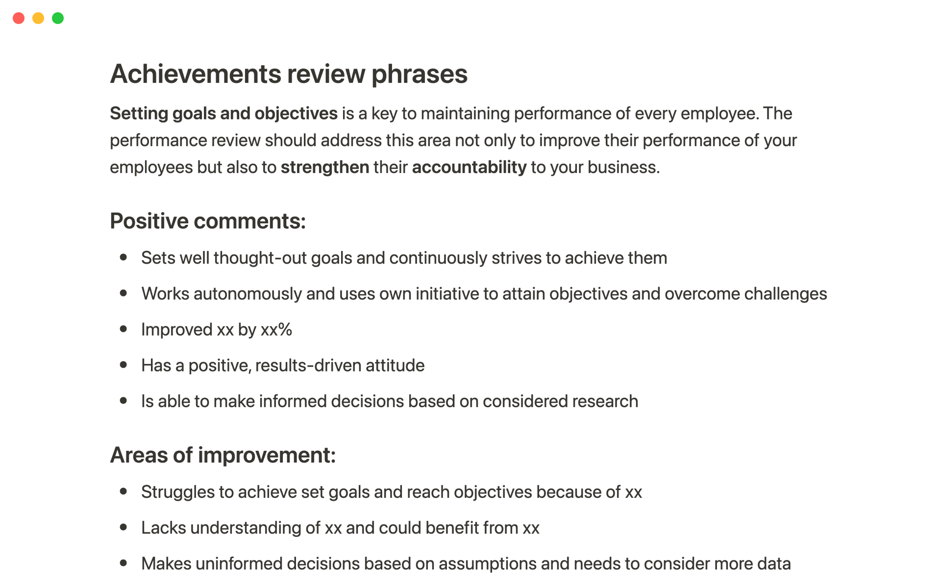 positive performance review phrases for problem solving