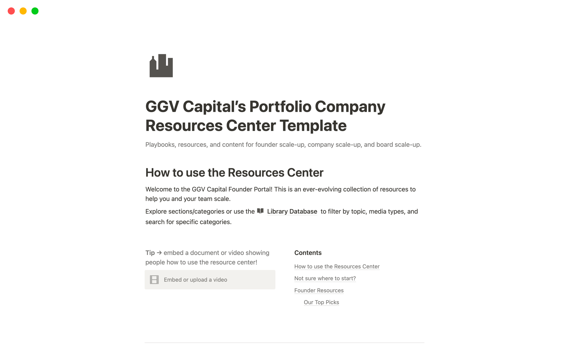 A template preview for Top 9 Free Venture Capital Templates in Notion