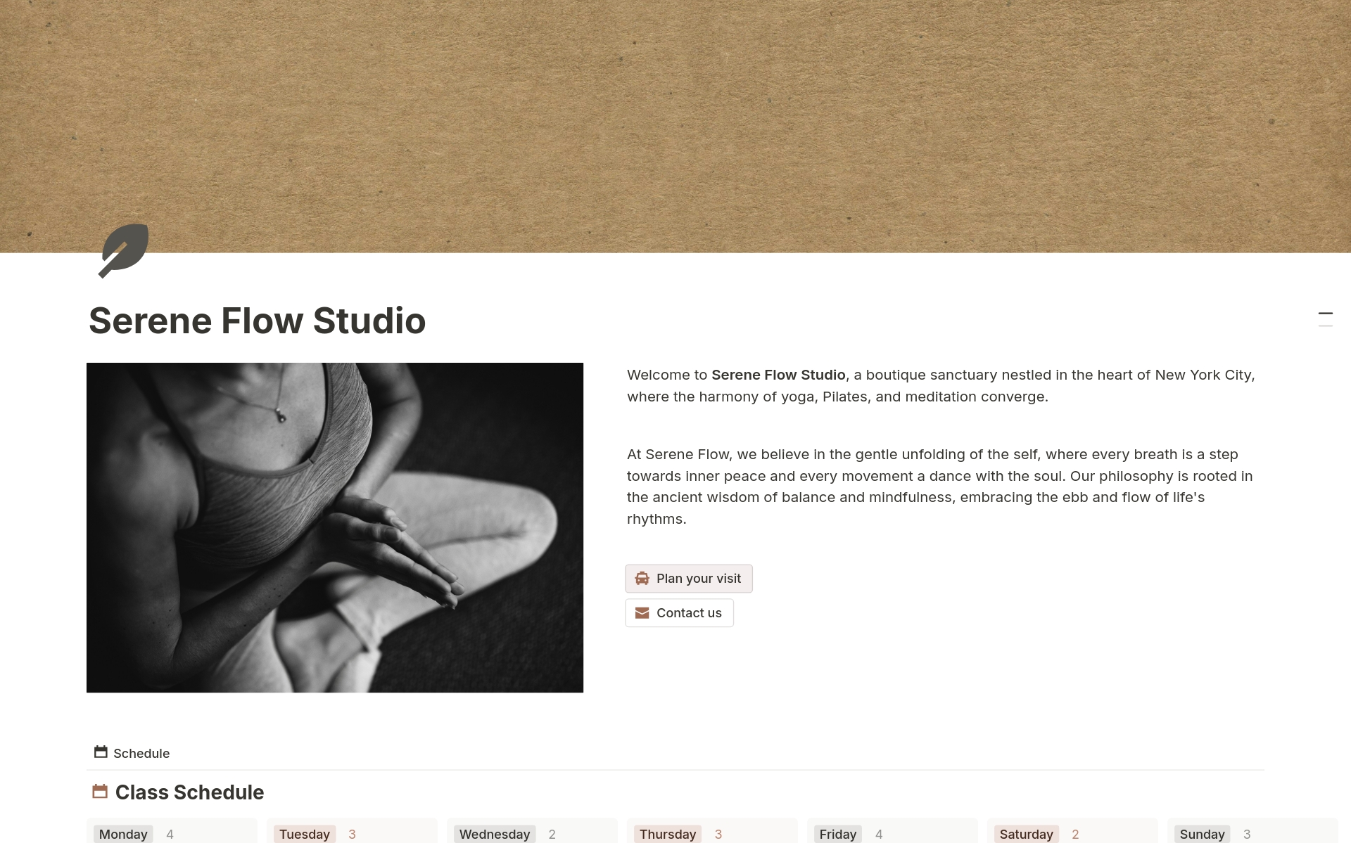 Screenshot of Sleek Notion Sites for your small business collection by Notion