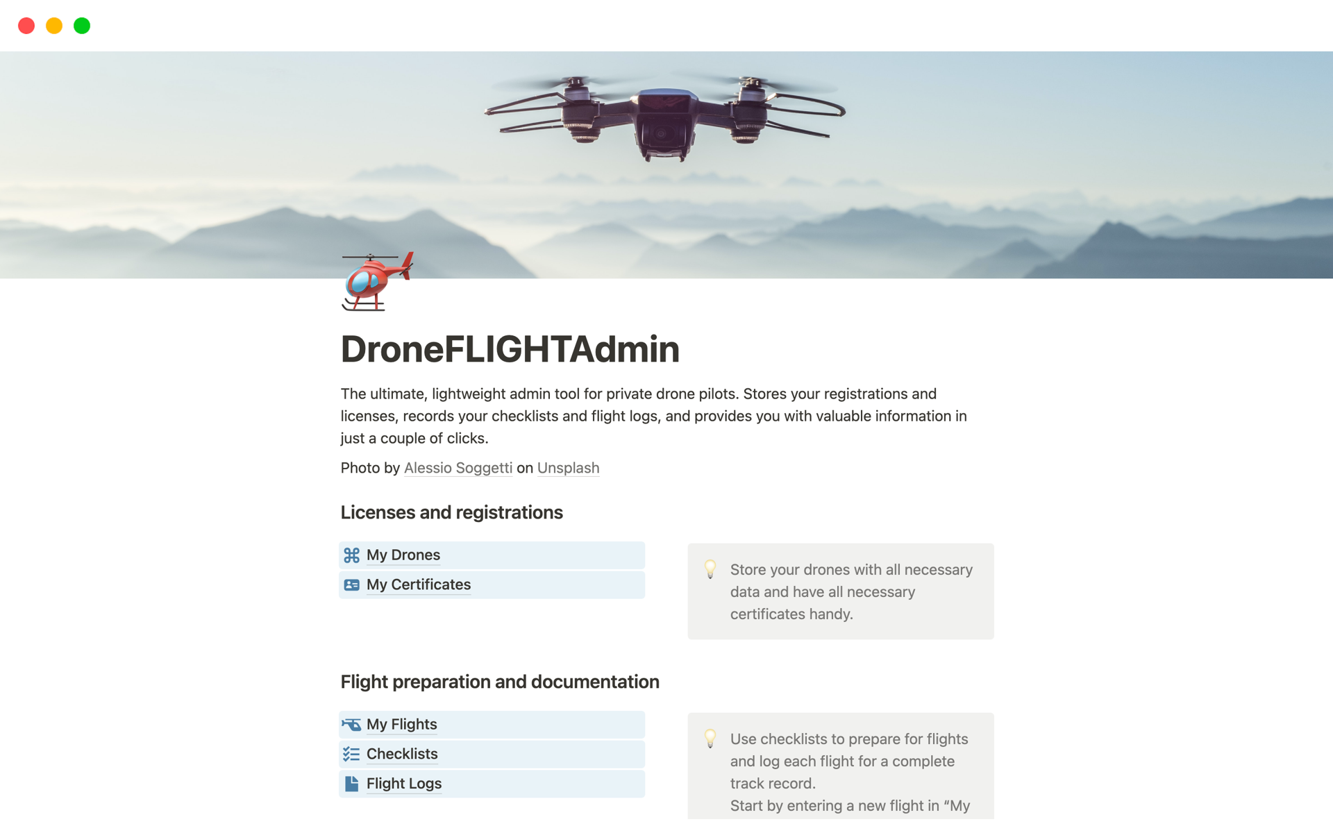 DroneFLIGHTAdmin | Notion Template