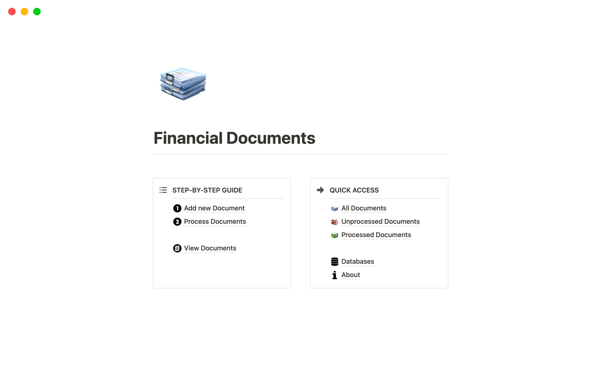 Financial Documents Plantilla De Notion