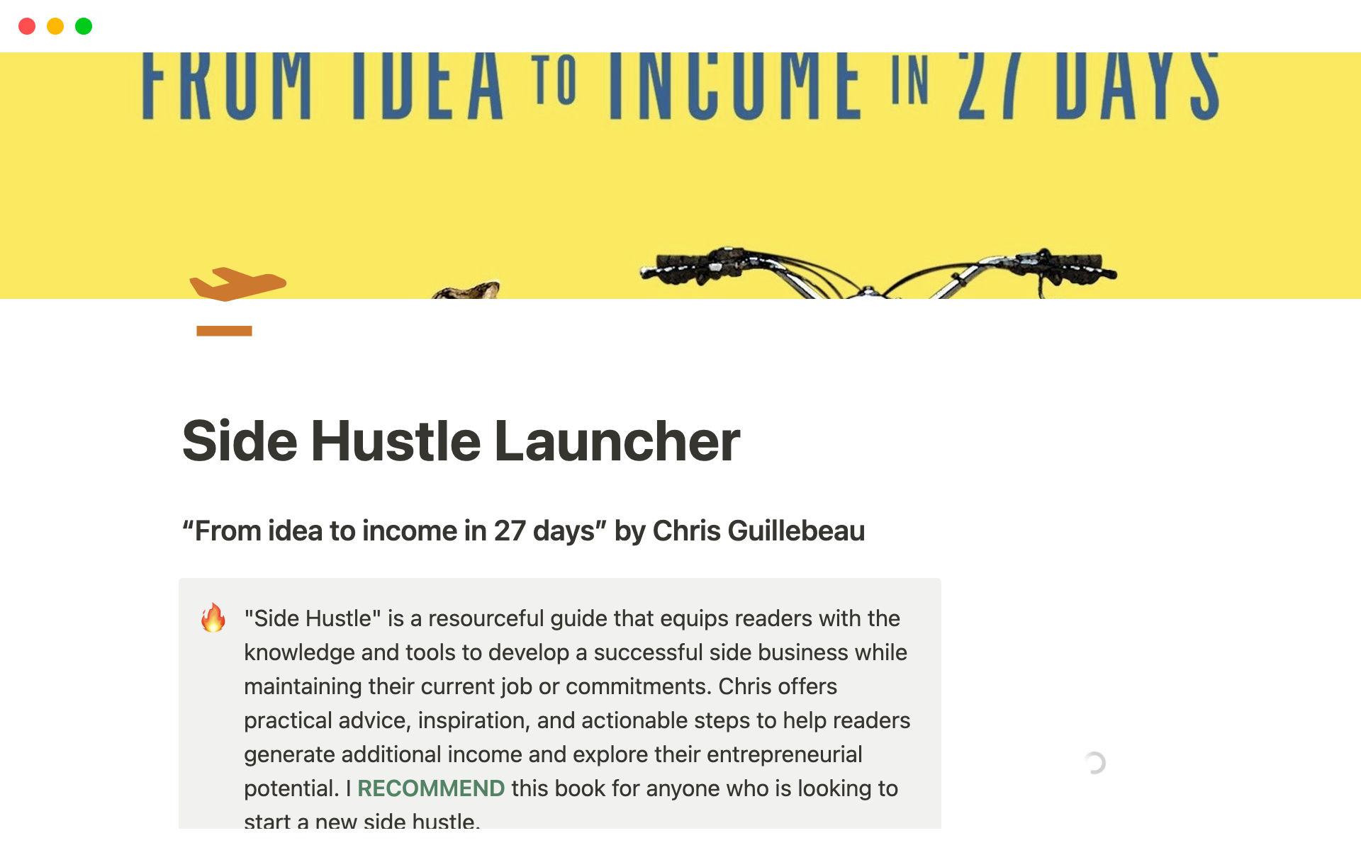 Side Hustle Launcher Notion Template