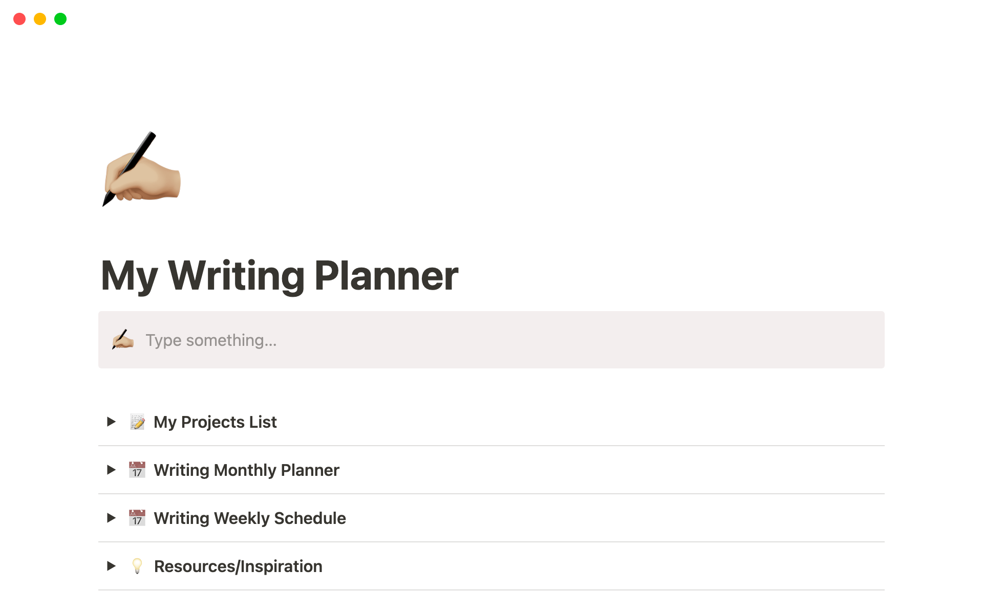 My Writing Planner Notion Template