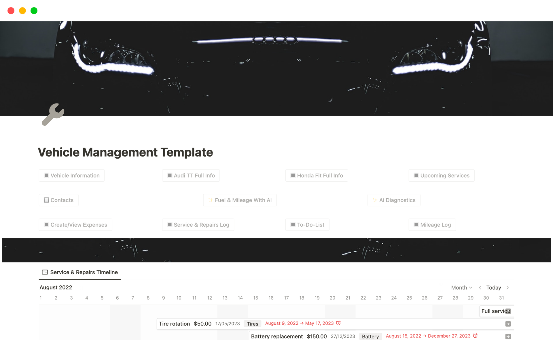 vehicle-management-template-notion-template