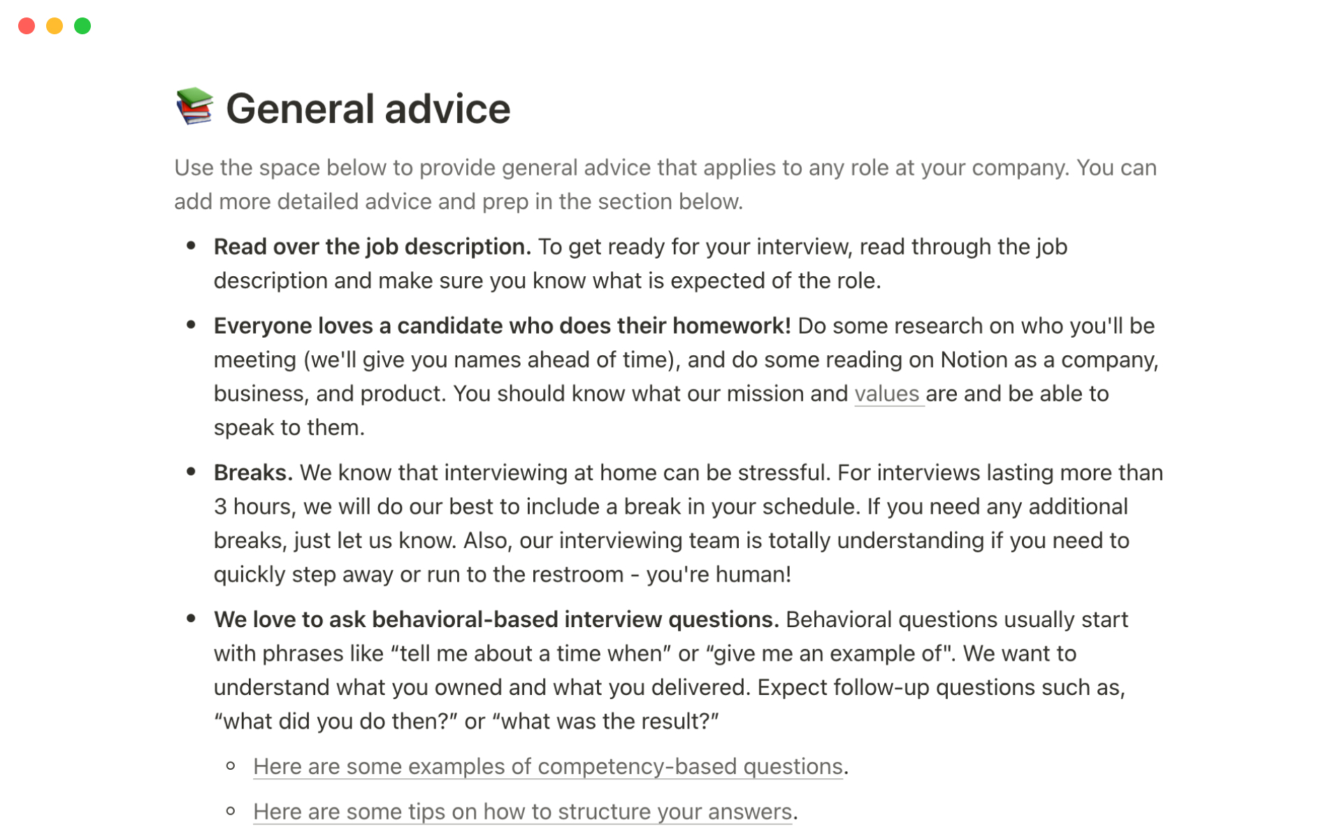 Notion’s guide for interviewing at Notion | Notion Template