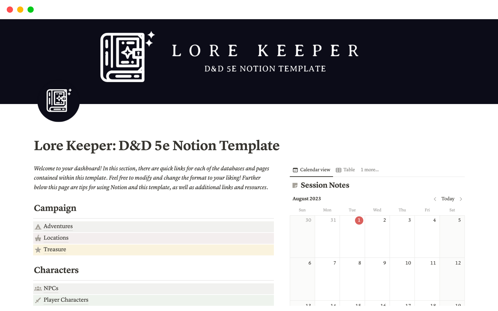 lore-keeper-5e-campaign-planner-for-d-d-notion-template