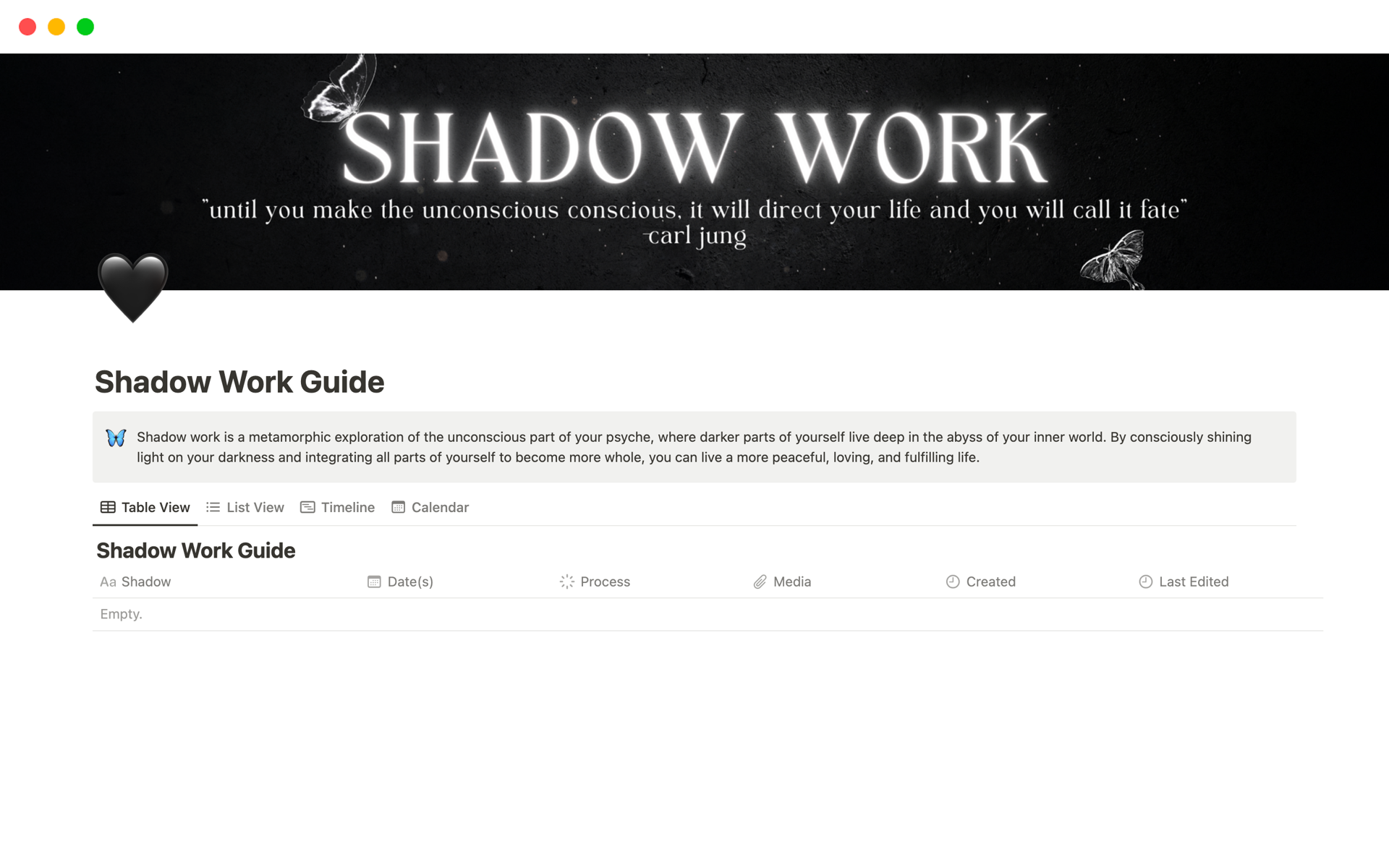 Shadow Work Guide Notion Template