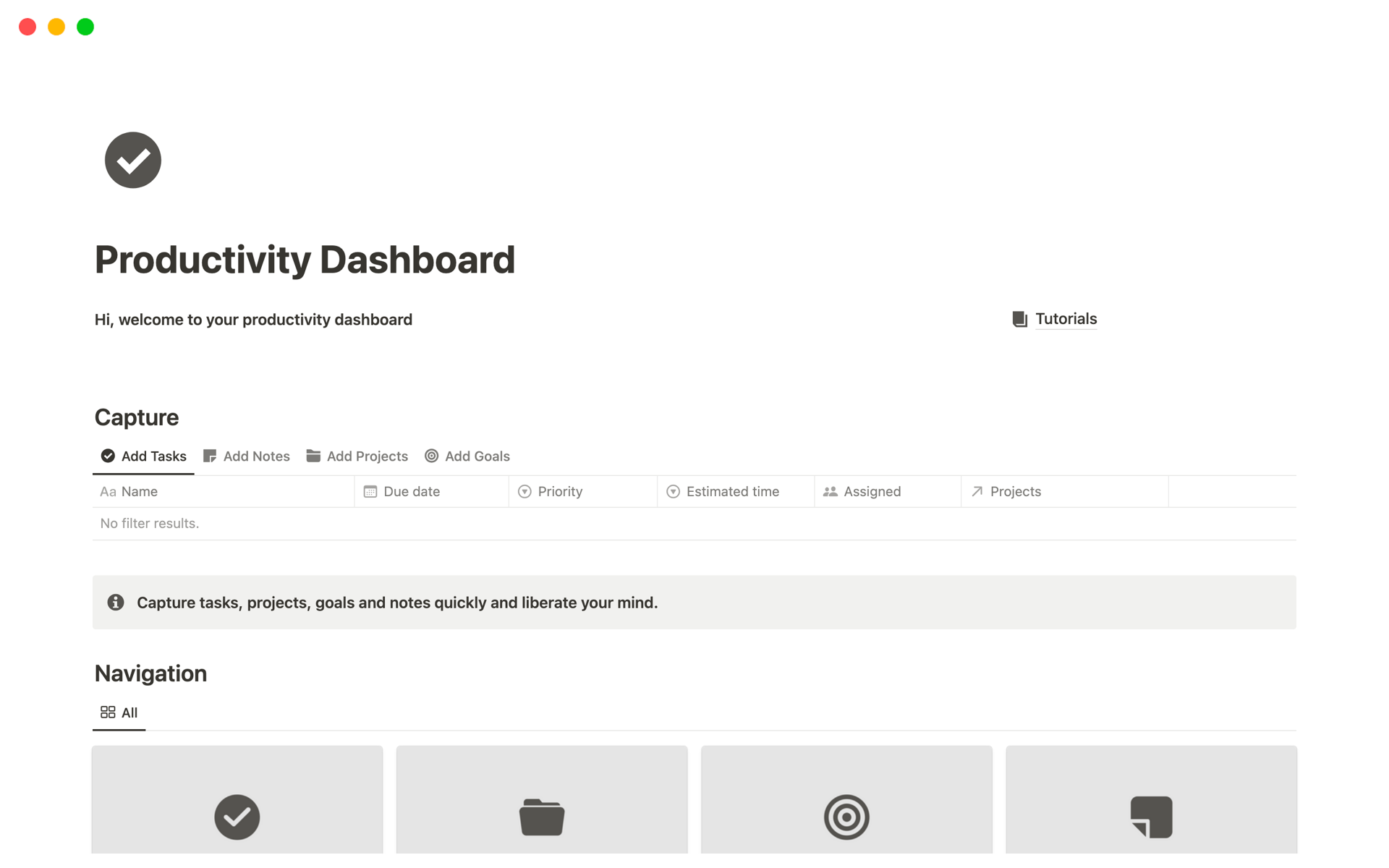 Productivity Dashboard | Notion Template