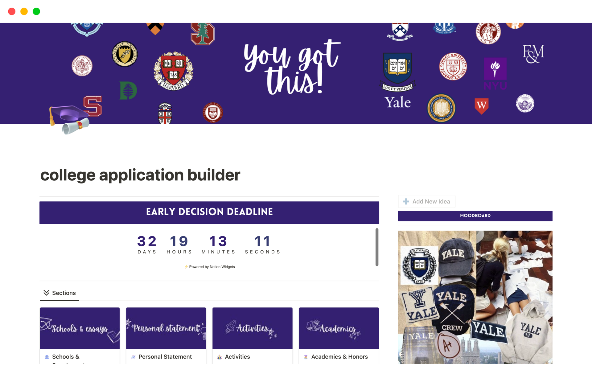 Ultimate College Application Builder Notion Template