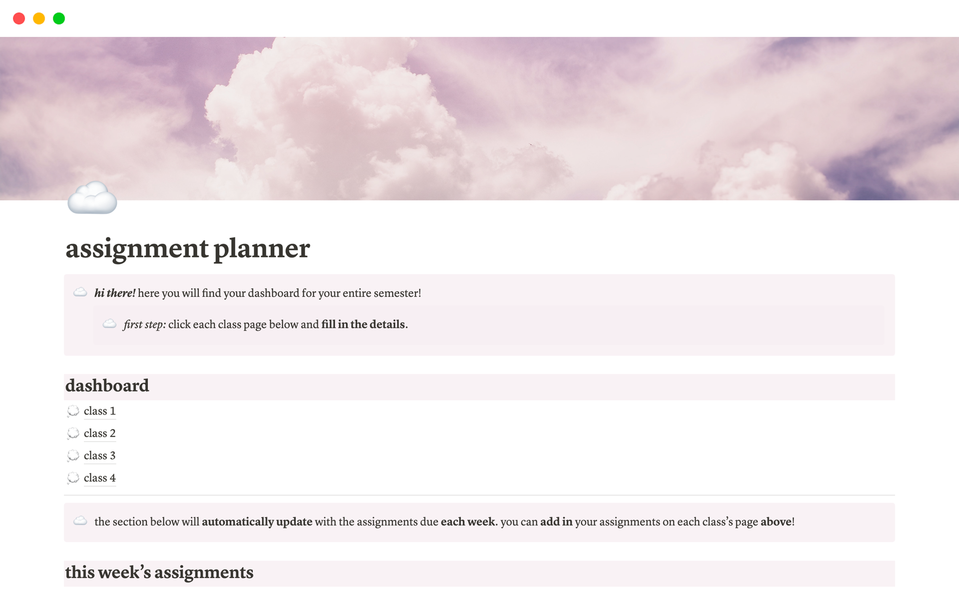 assignment planner template notion