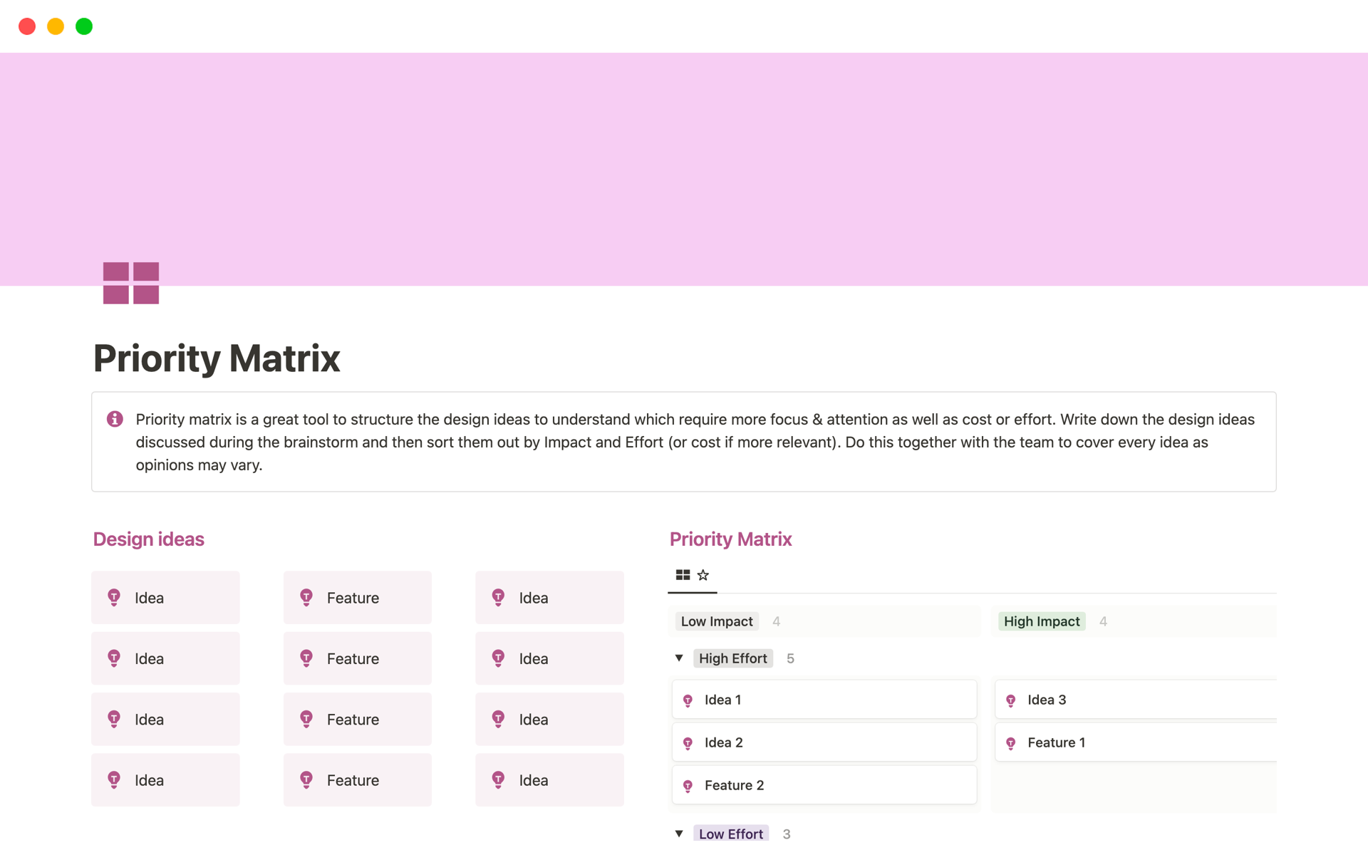 Priority Matrix Notion Template