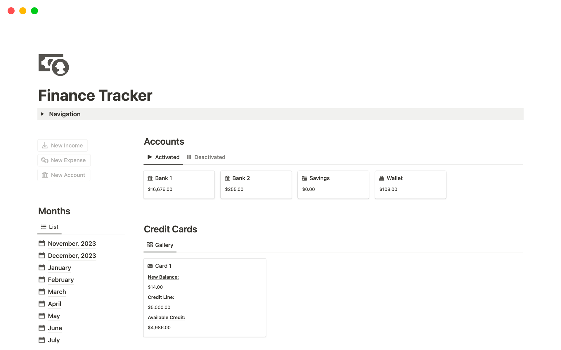 Finance Tracker | Notion Template