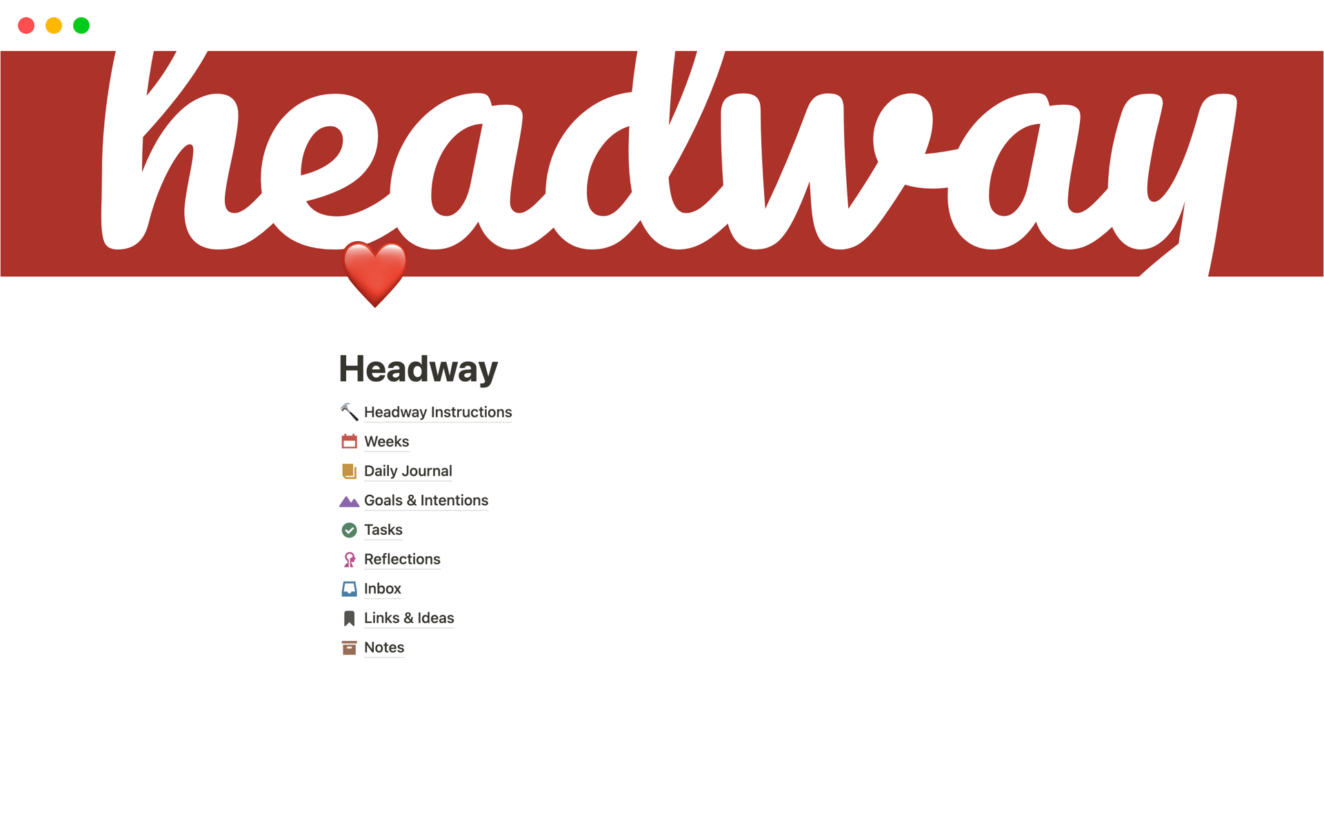 A template preview for Headway