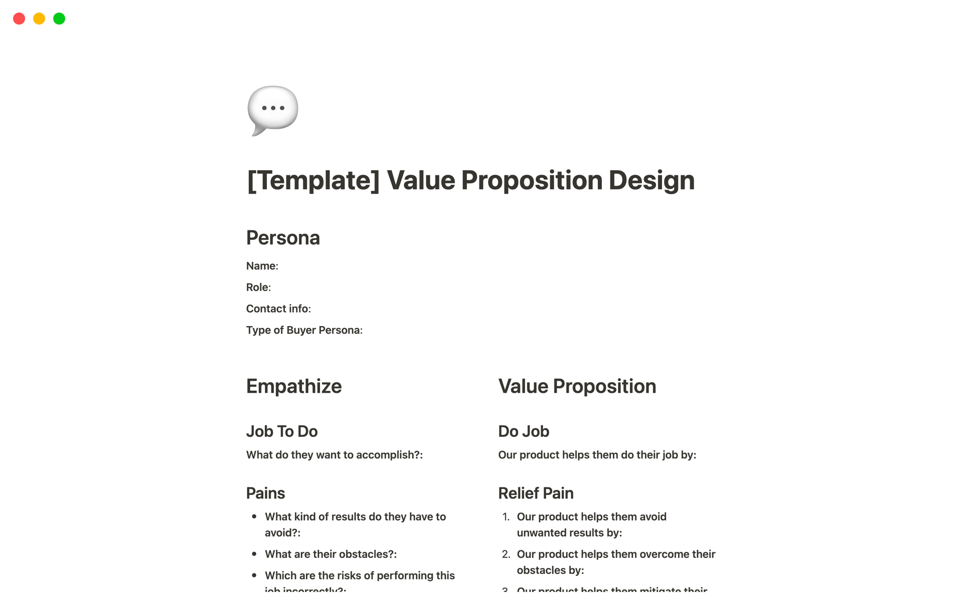 Value Proposition Design | Notion Template