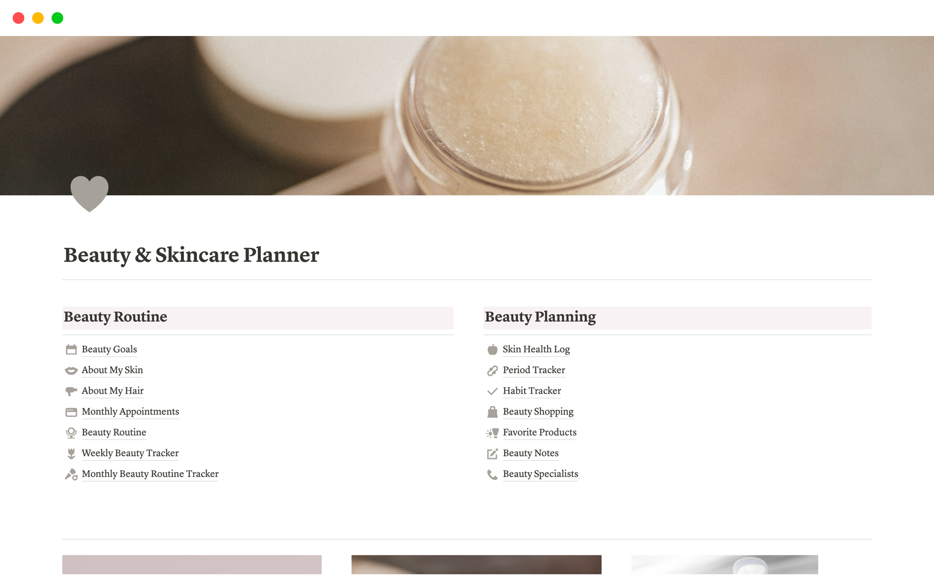 Beauty & Skincare Planner  Notion Template