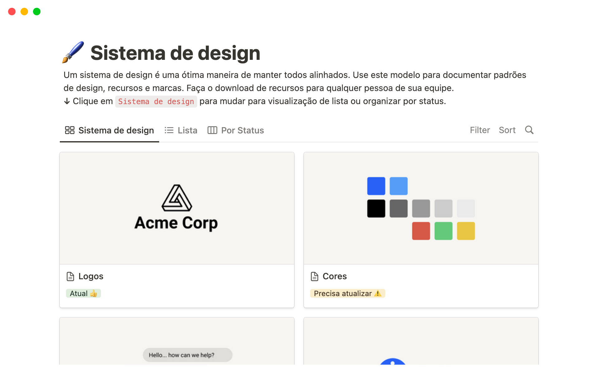The desktop image for the Design system template