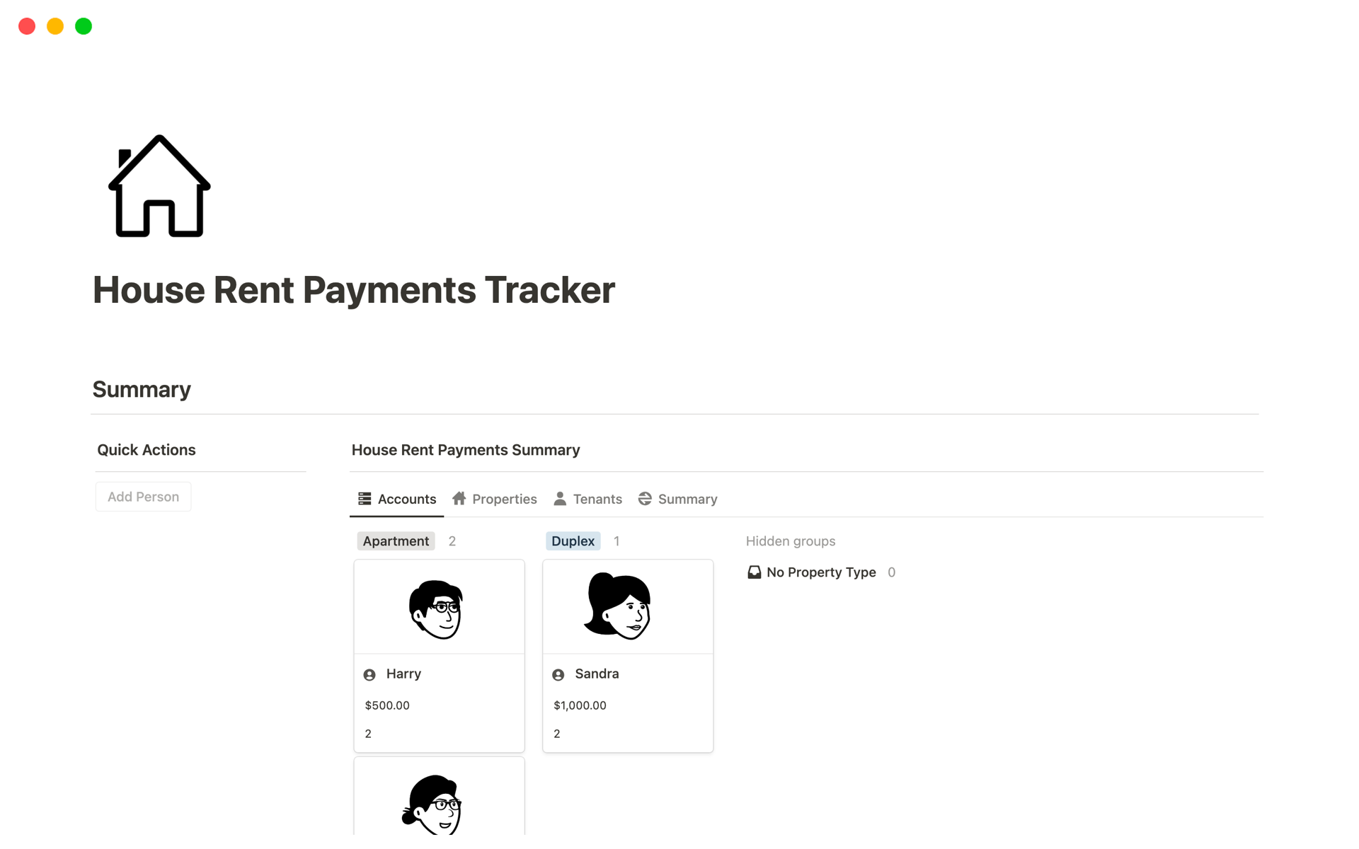 House Rent Payments Tracker Notion Template 1992