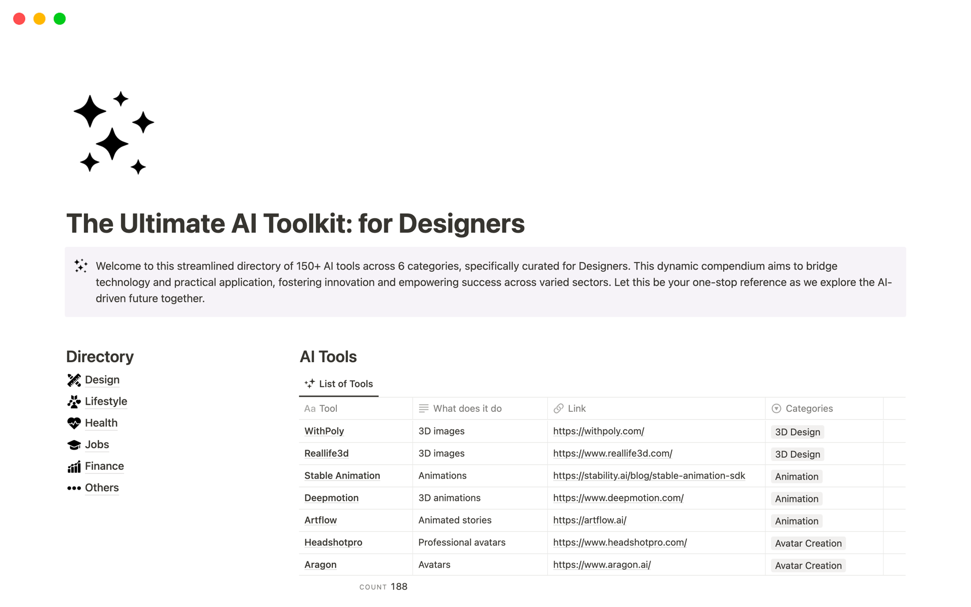 The Ultimate AI Toolkit: For Designers | Notion Template