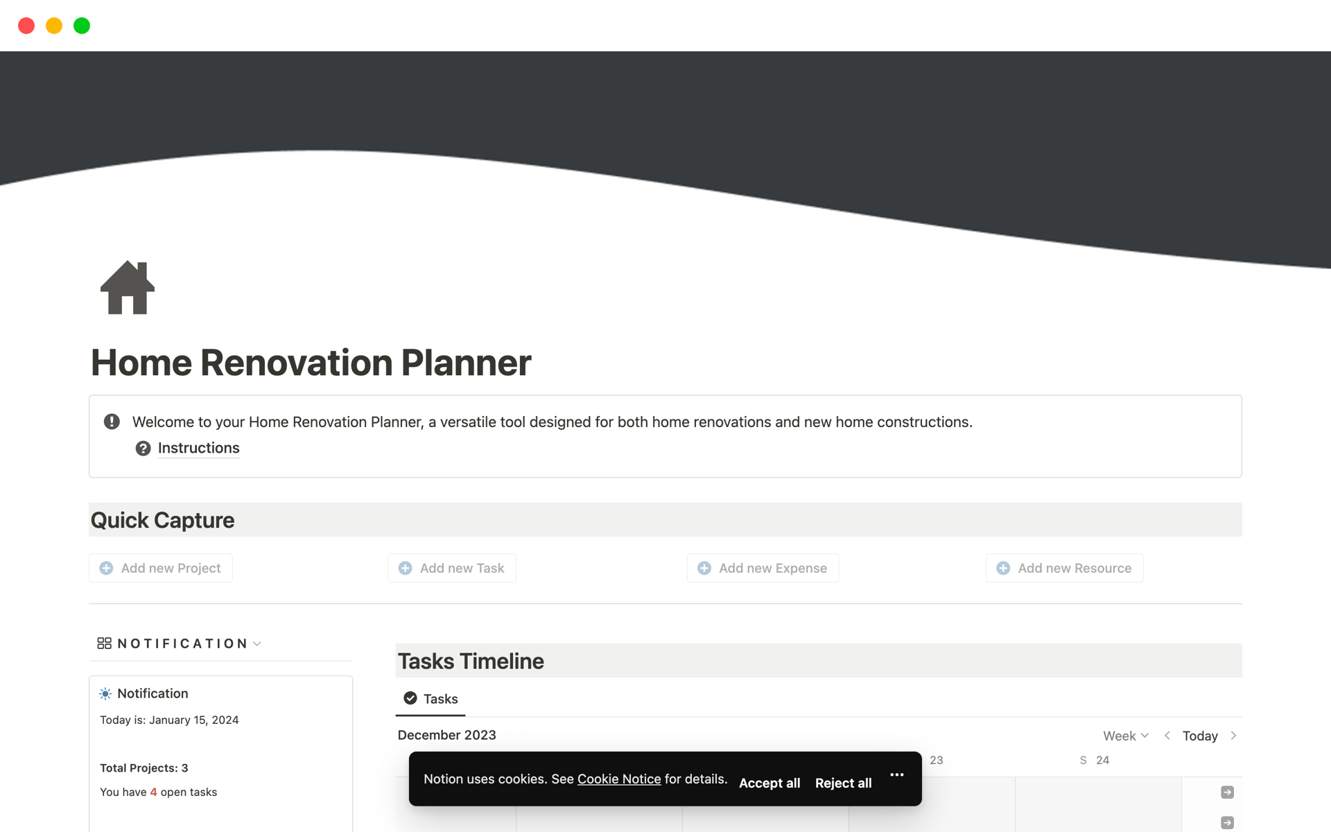 Home Renovation Planner Notion Template