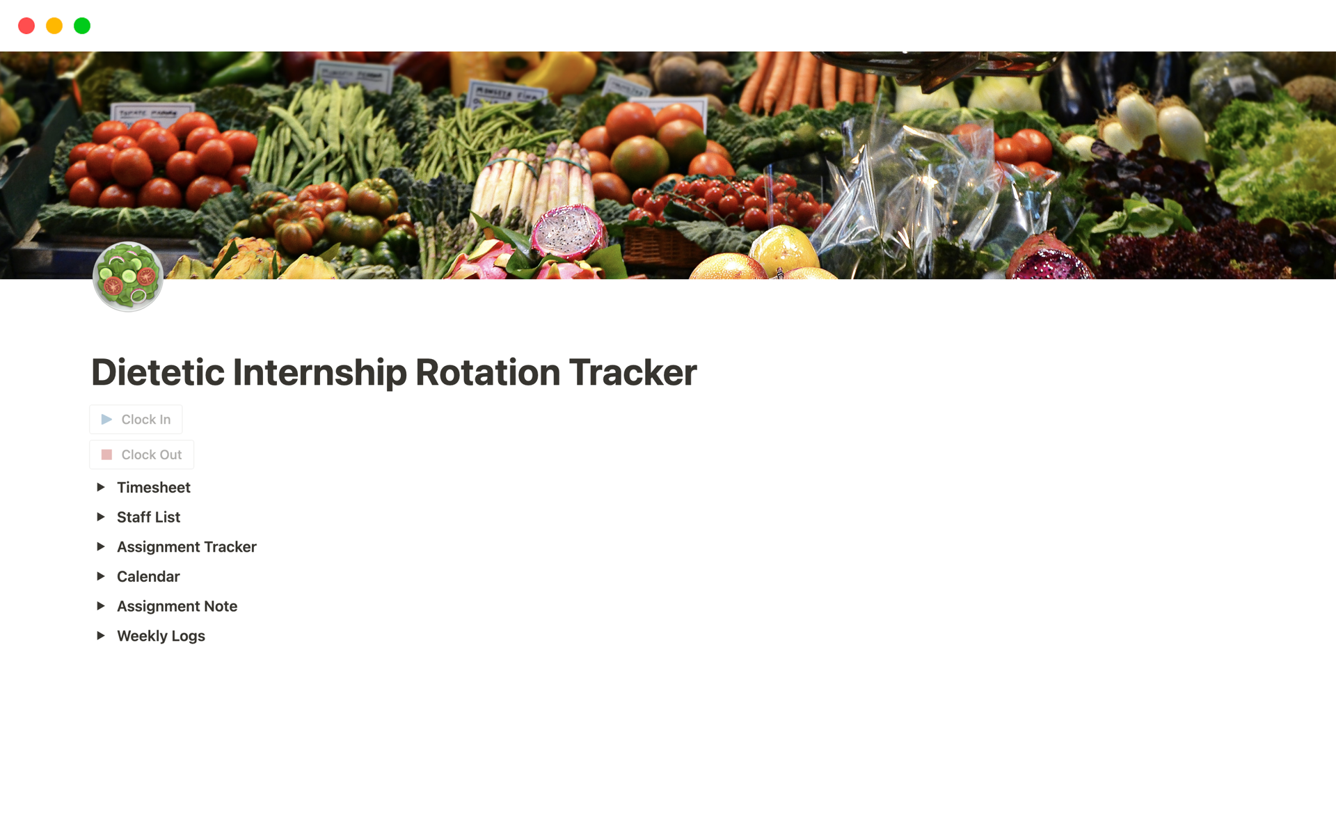 Dietetic Internship Rotation Tracker | Notion Template