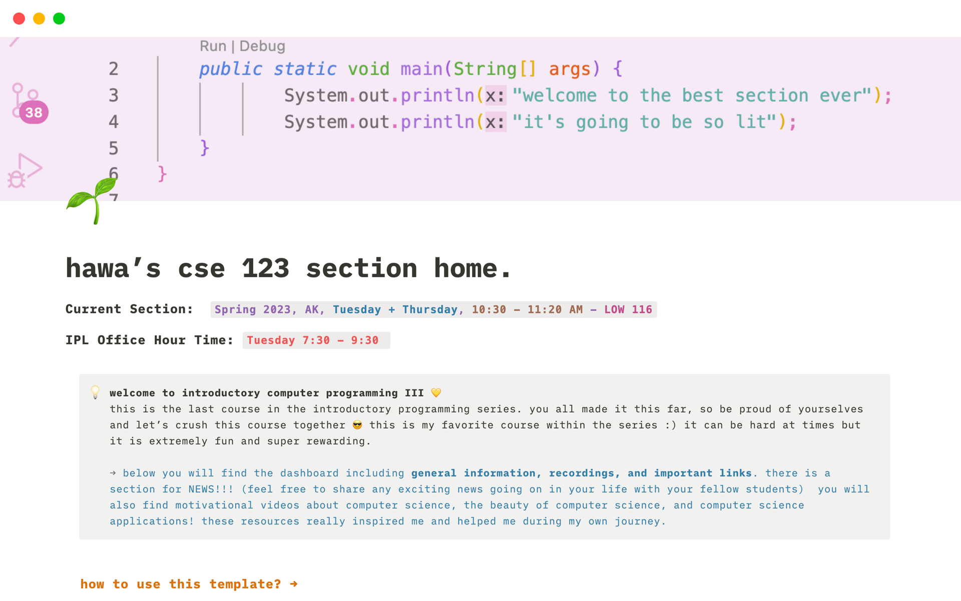 University Teaching Assistant Section Template | Notion Template