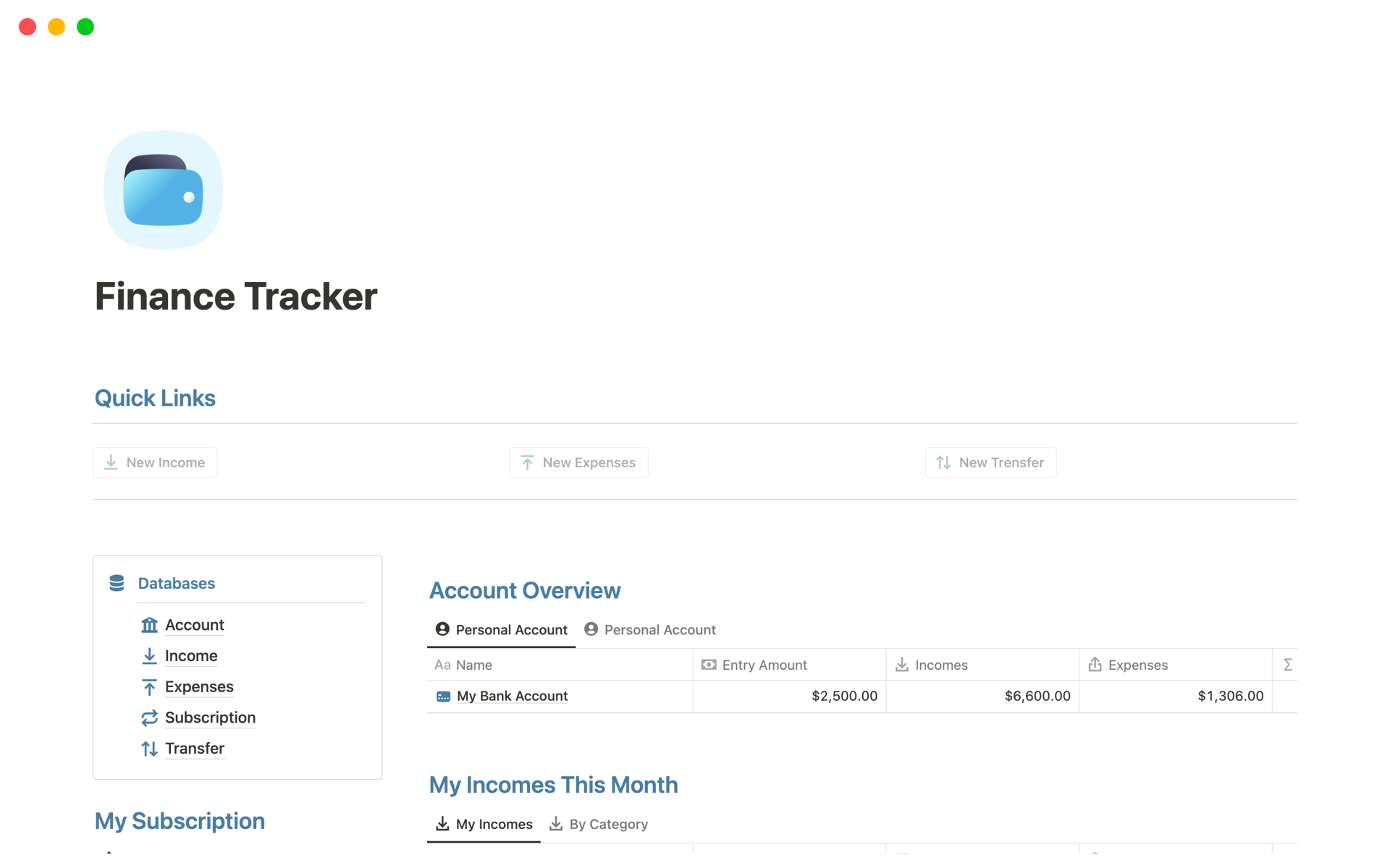 Finance Tracker By Heyismail | Notion Template