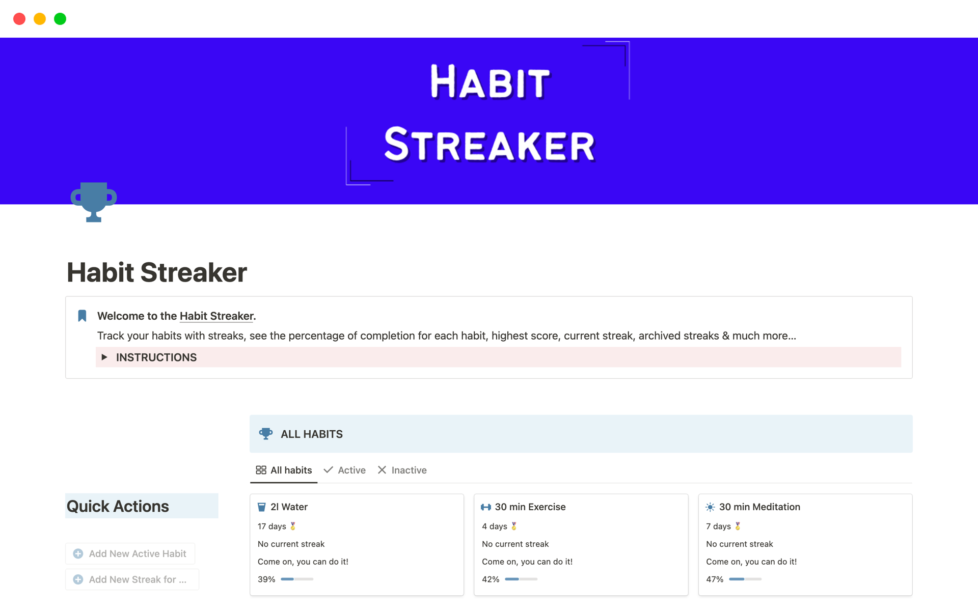 Habit Streaker | Notion Template