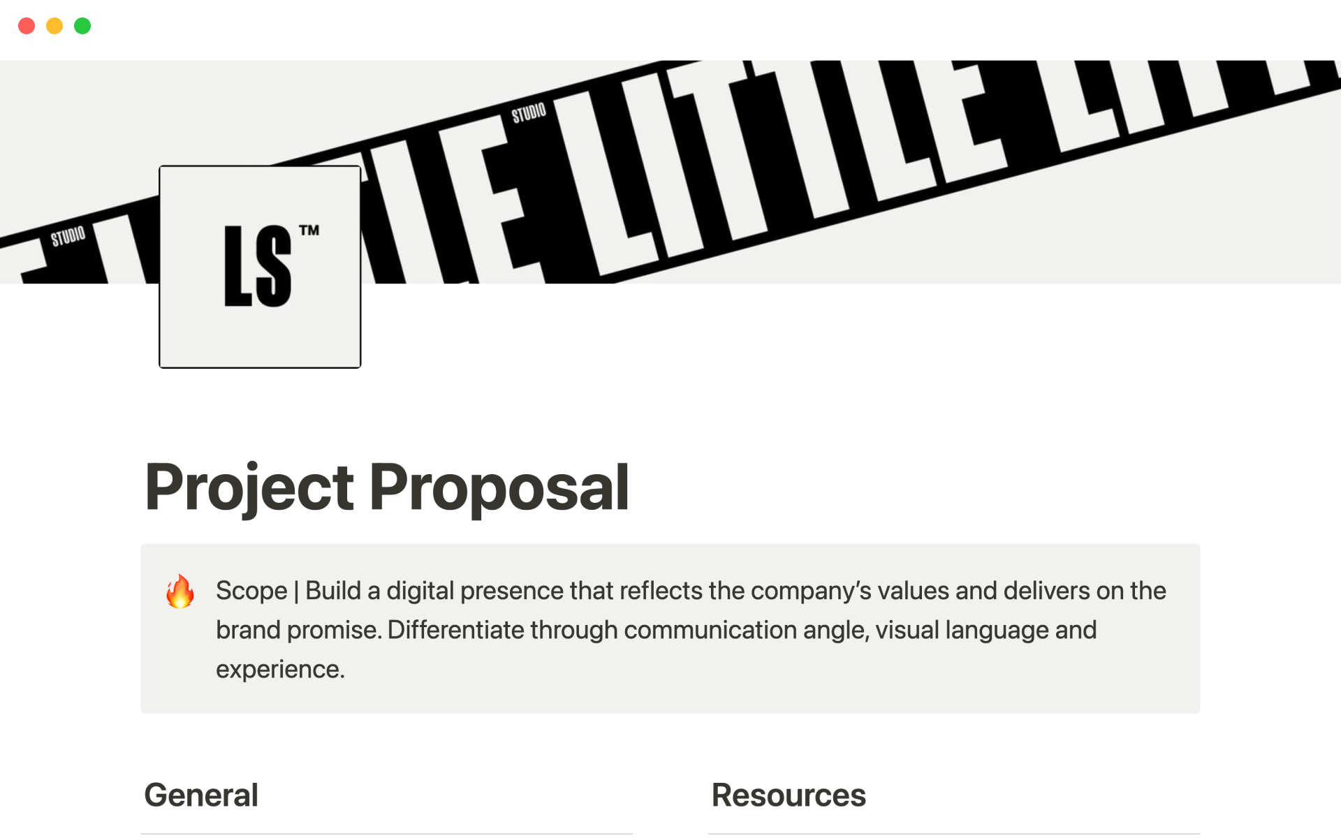 A template preview for Project proposal