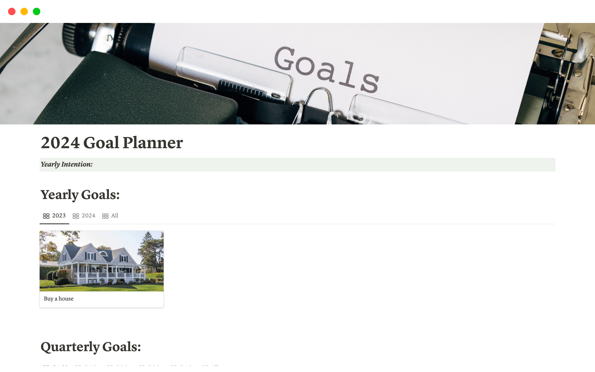 2024 Goal Planner Notion Template