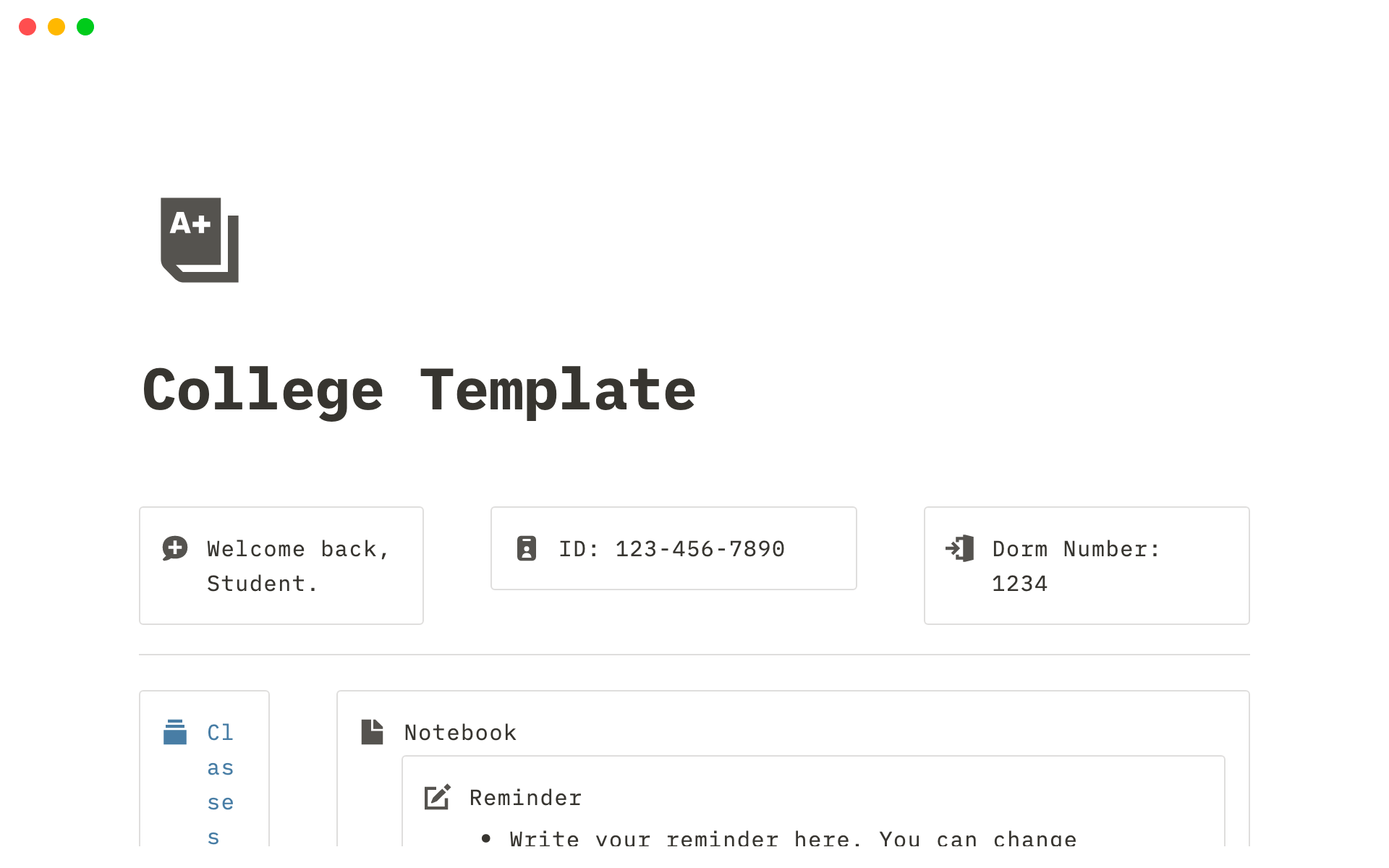 college assignment organizer