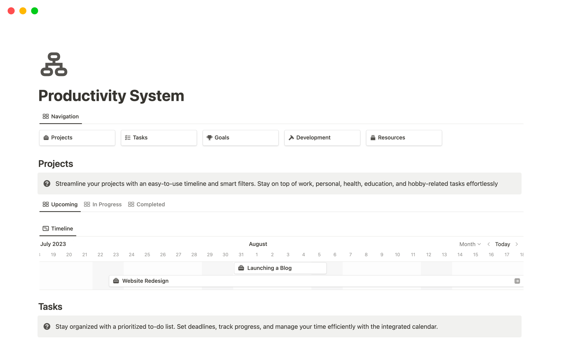 Productivity System | Notion Template