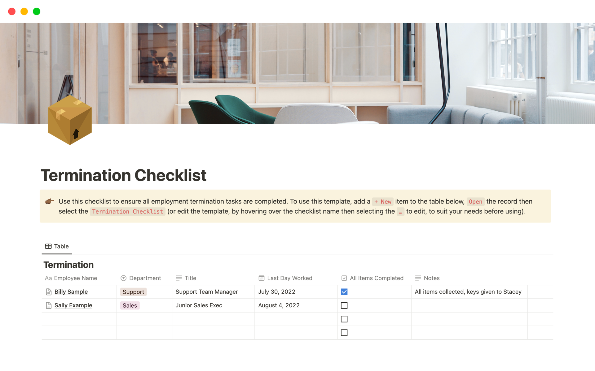 Termination Checklist Notion Template