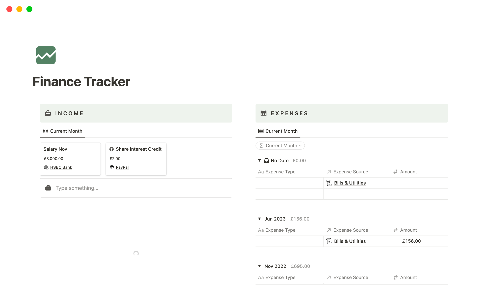 Finance Tracker | Notion Template