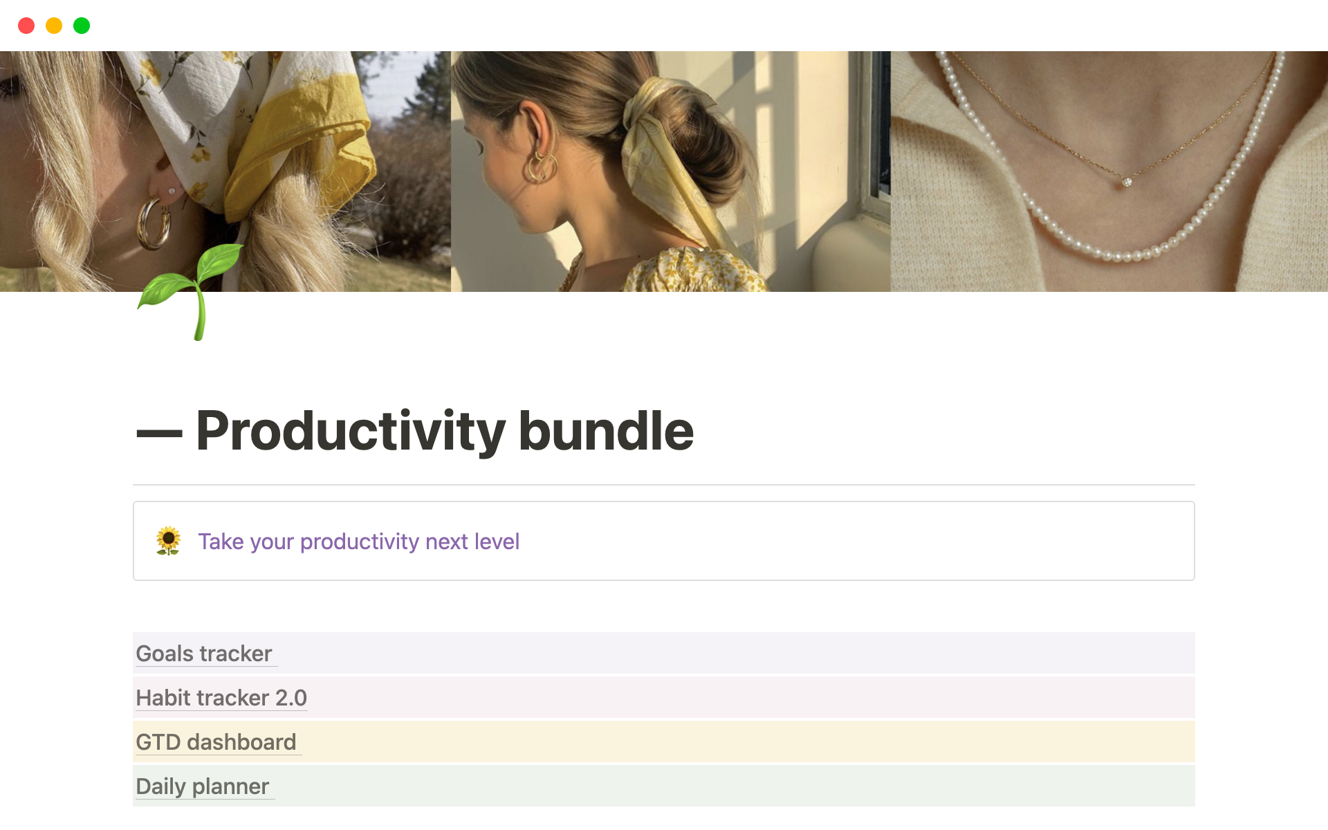 Galeria De Modelos Do Notion — Productivity Bundle