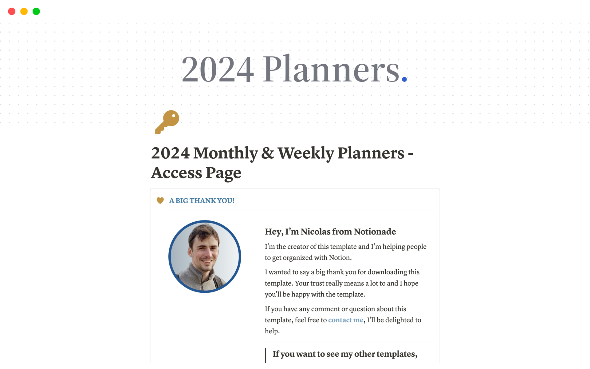 2024 Monthly & Weekly Planners Notion Template