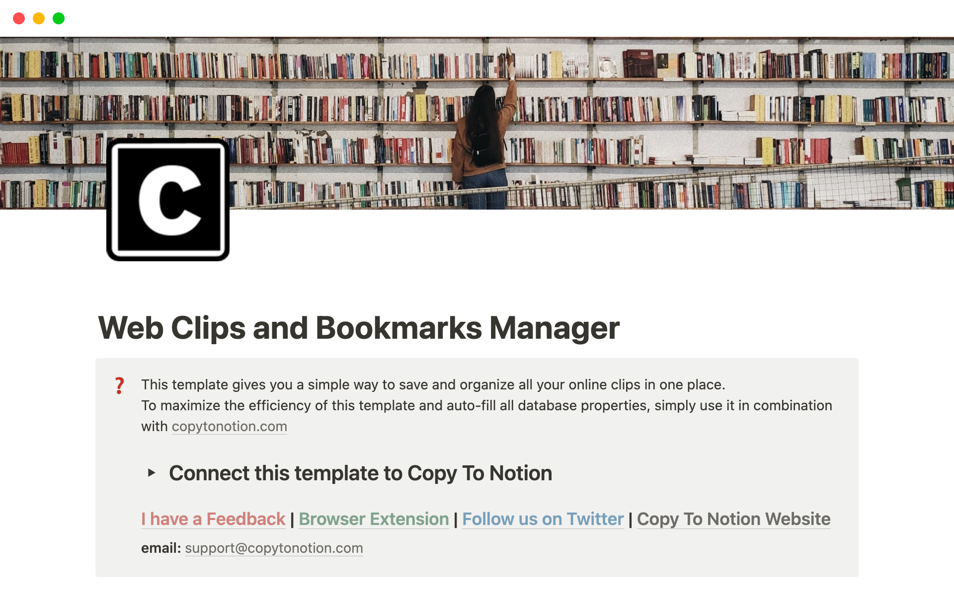 Web Clips And Bookmarks Manager | Notion Template