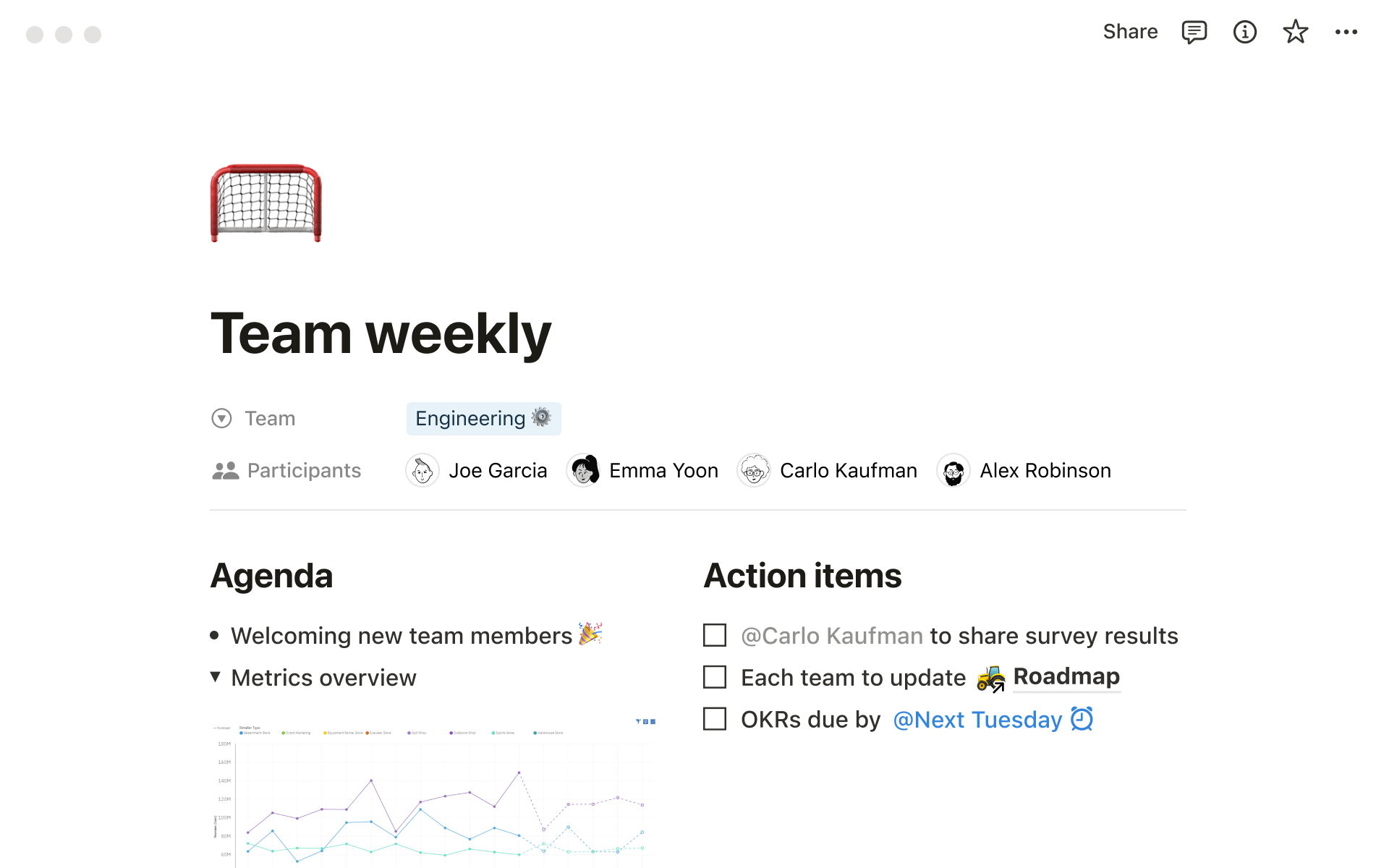 Connect people & projects with updates & action items.