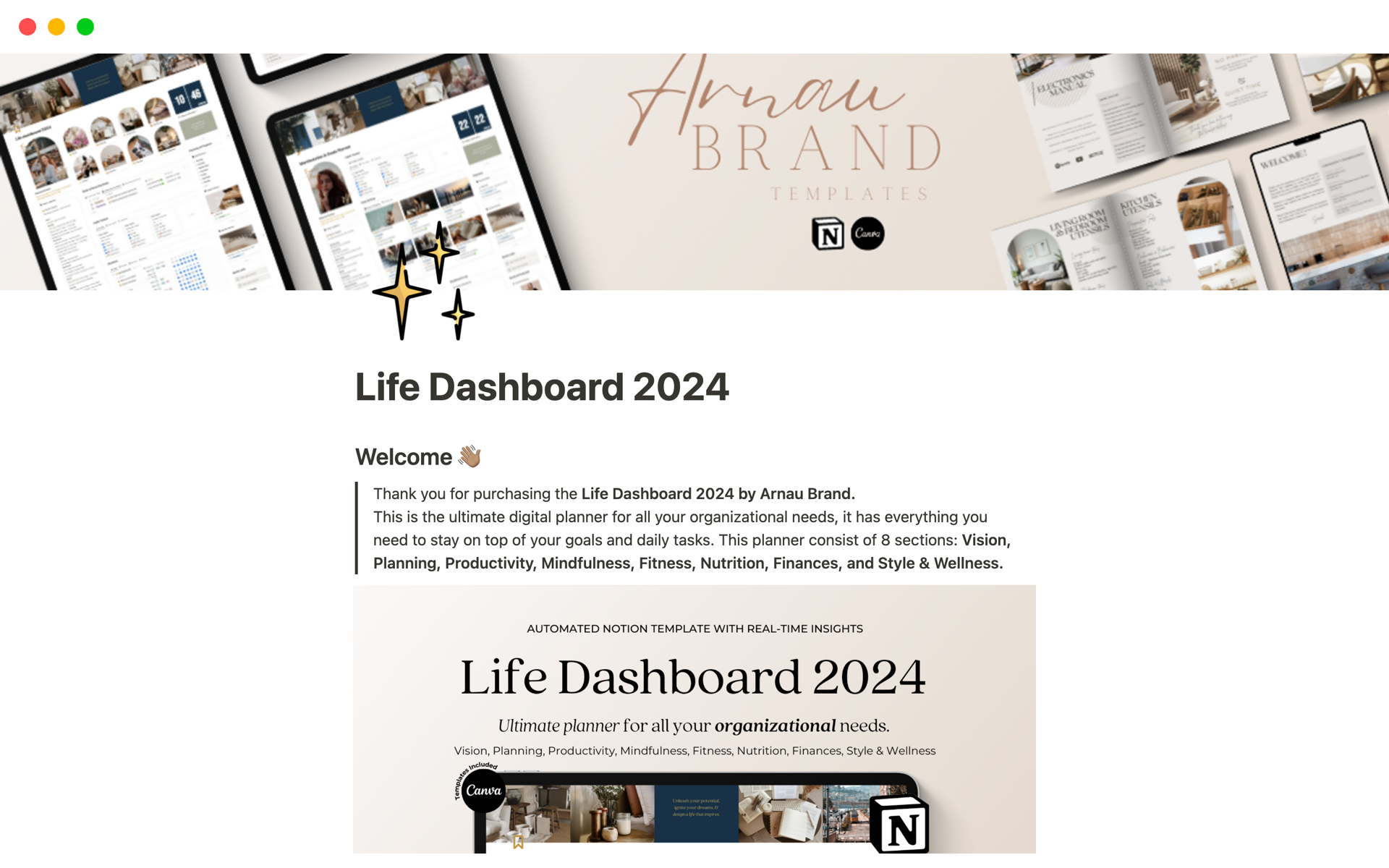 Life Dashboard 2024 Notion Template   Life Dashboard 2024 Arnau Brand Desktop 